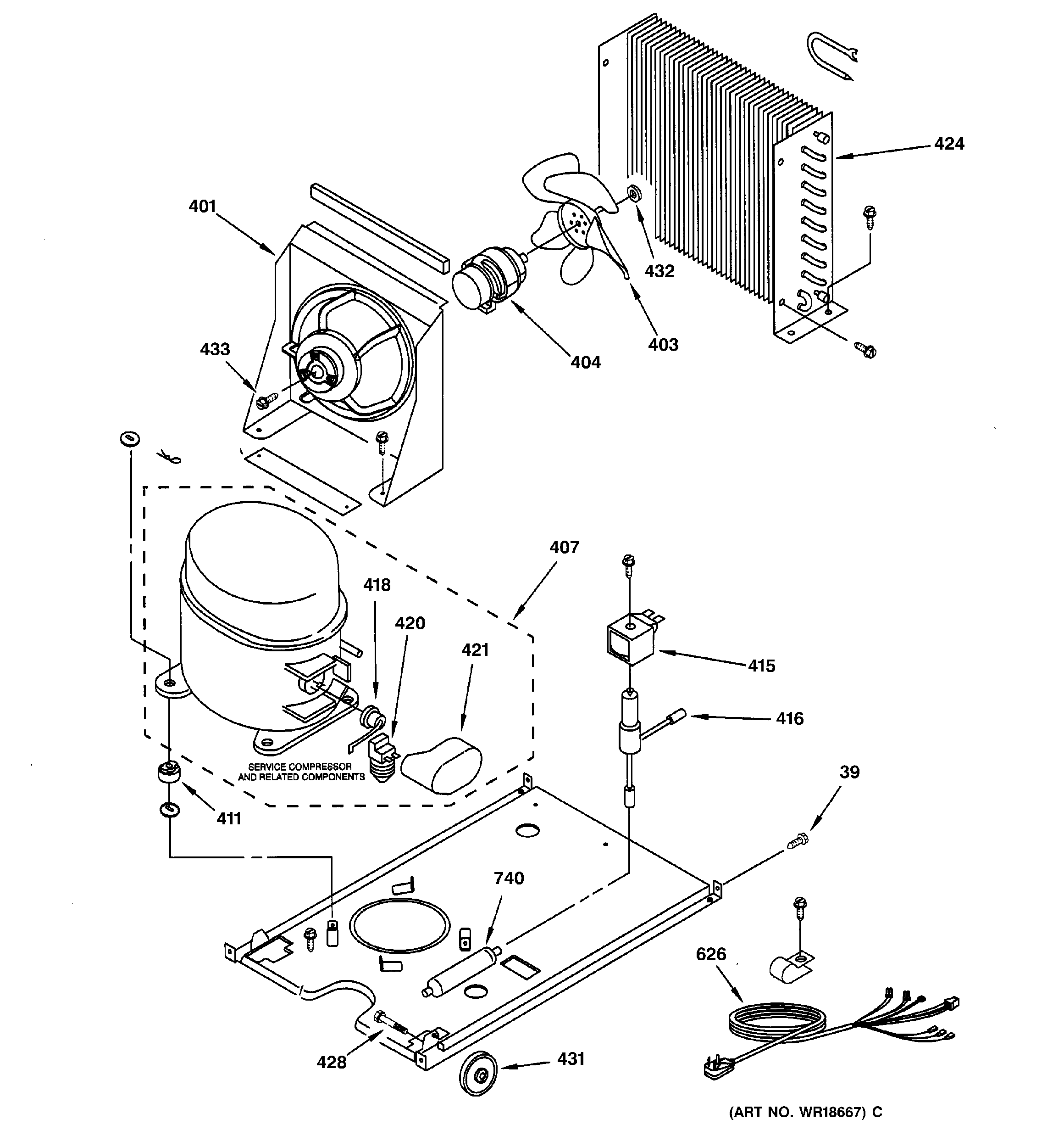 GE ZDI15CBBF unit parts diagram