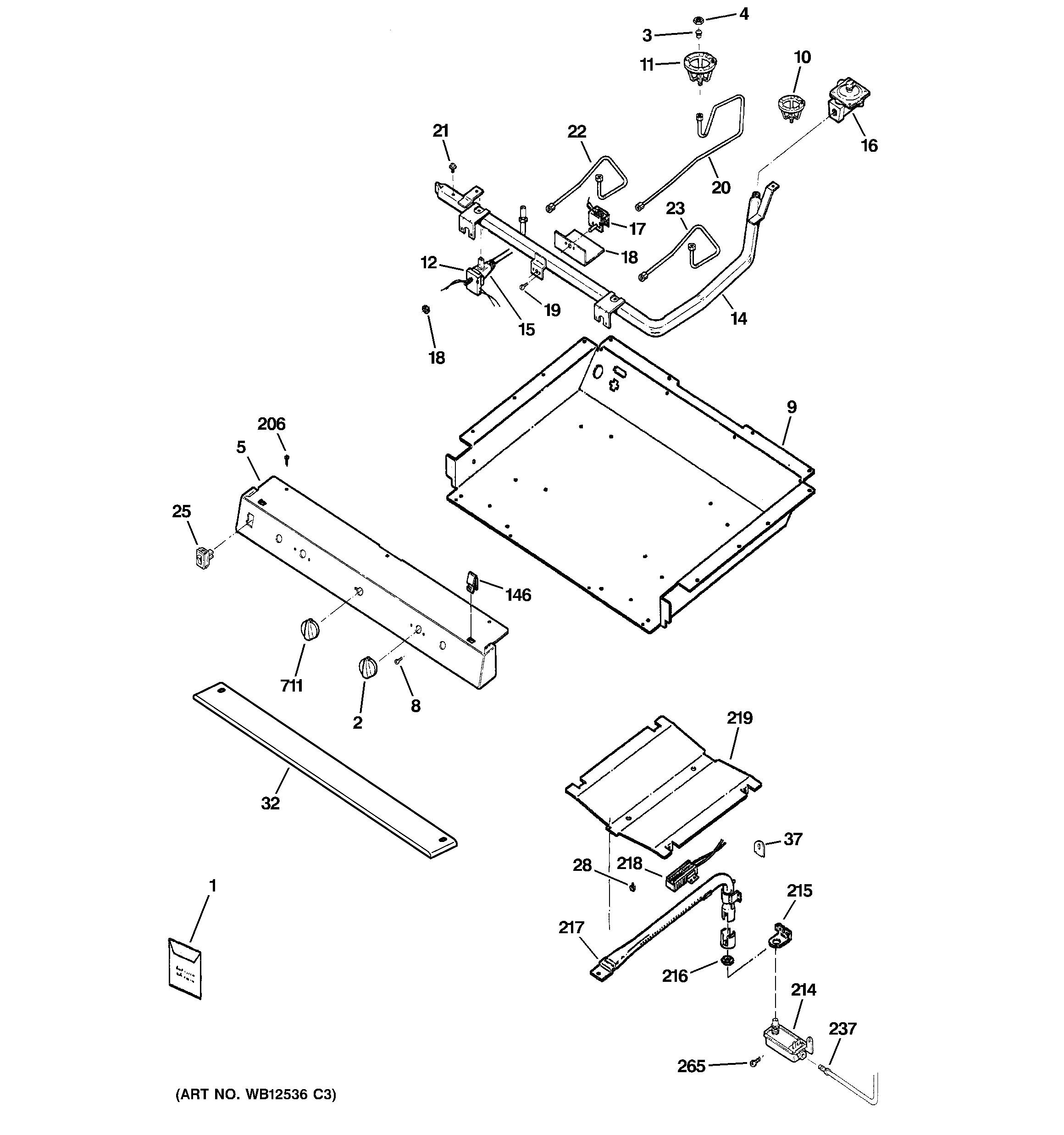 GE JGBS10CEH3CC gas & burner parts diagram