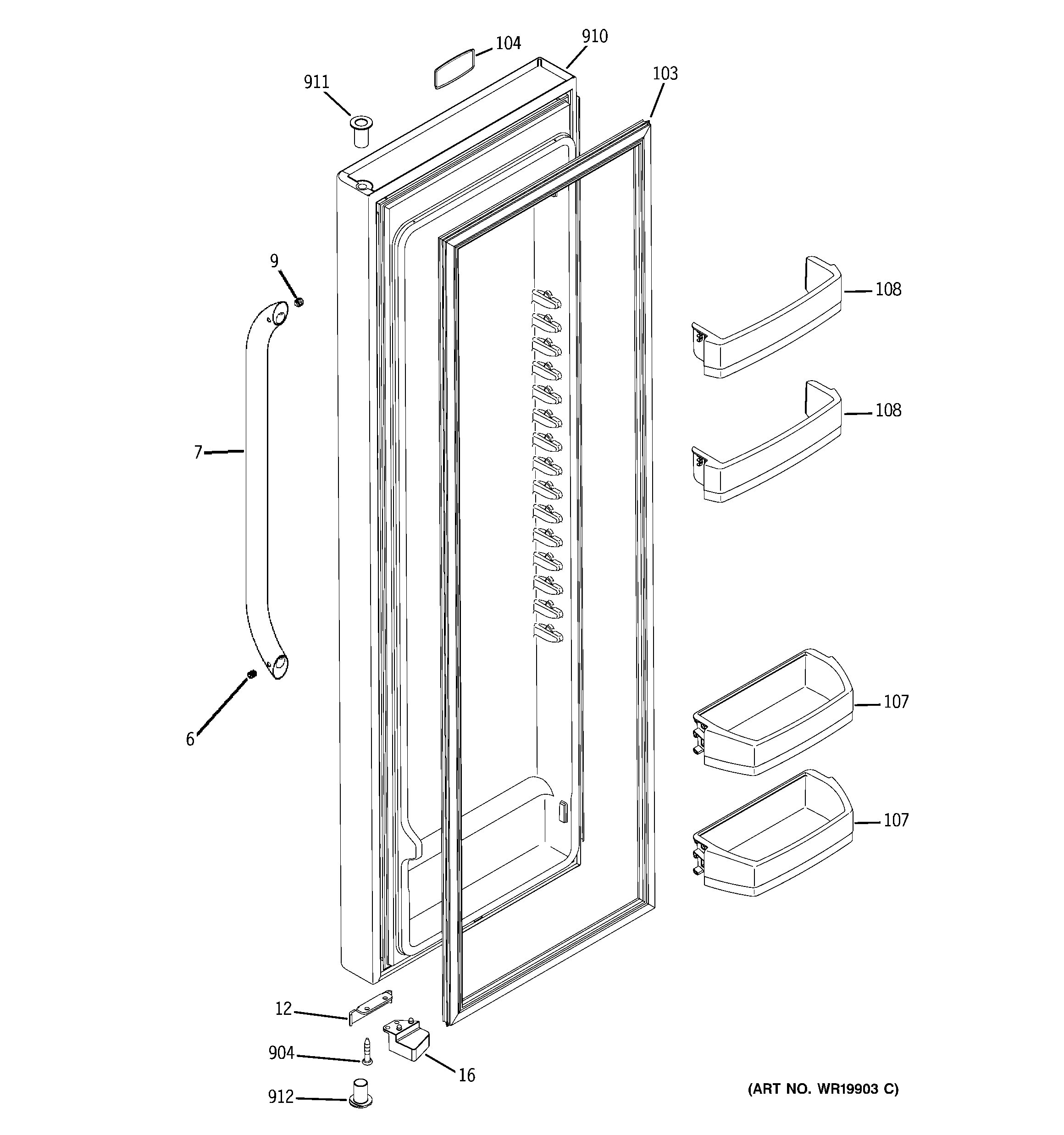 GE ESS23SGSASS fresh food door diagram