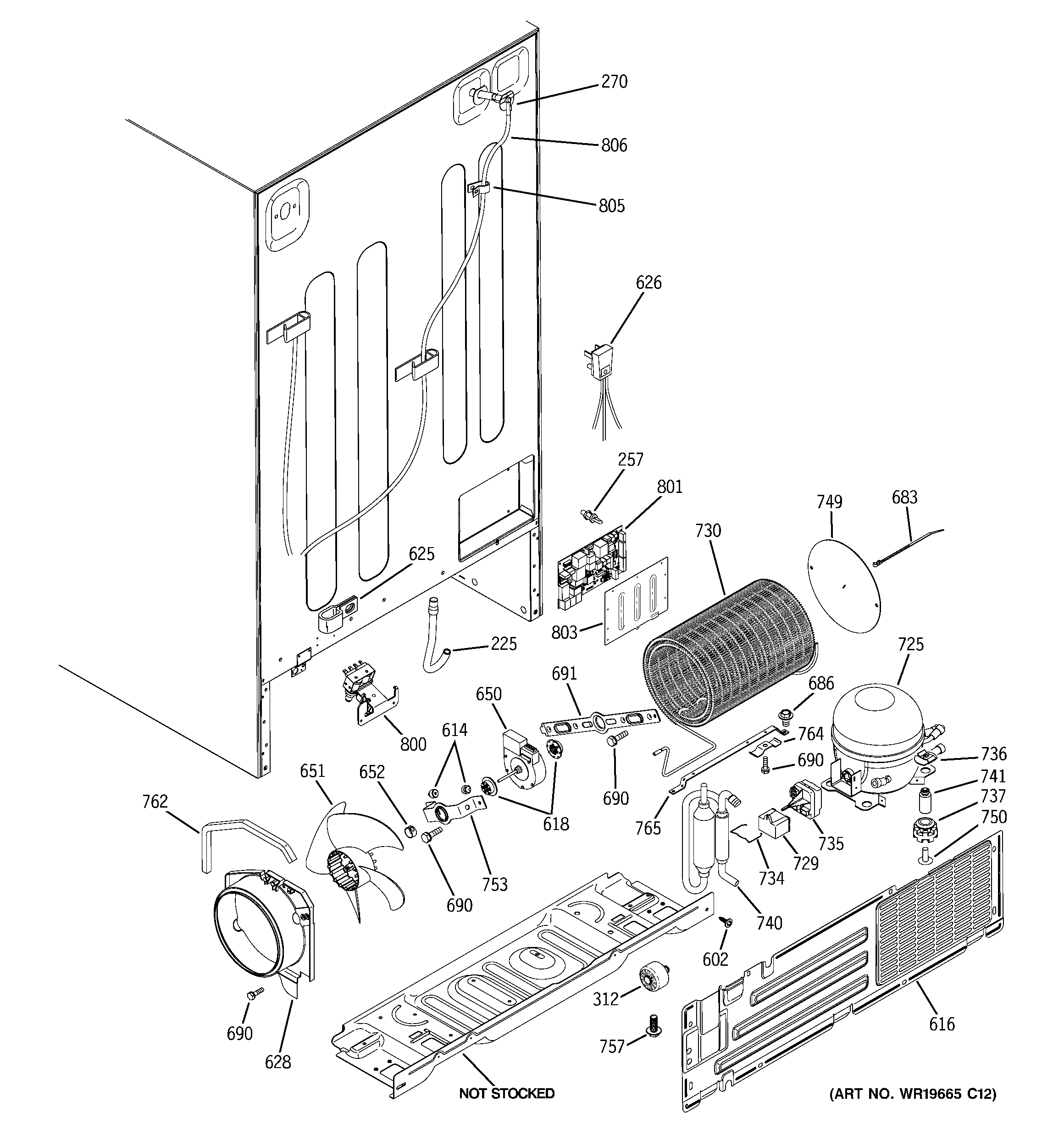GE ESS23SGSASS sealed system & mother board diagram