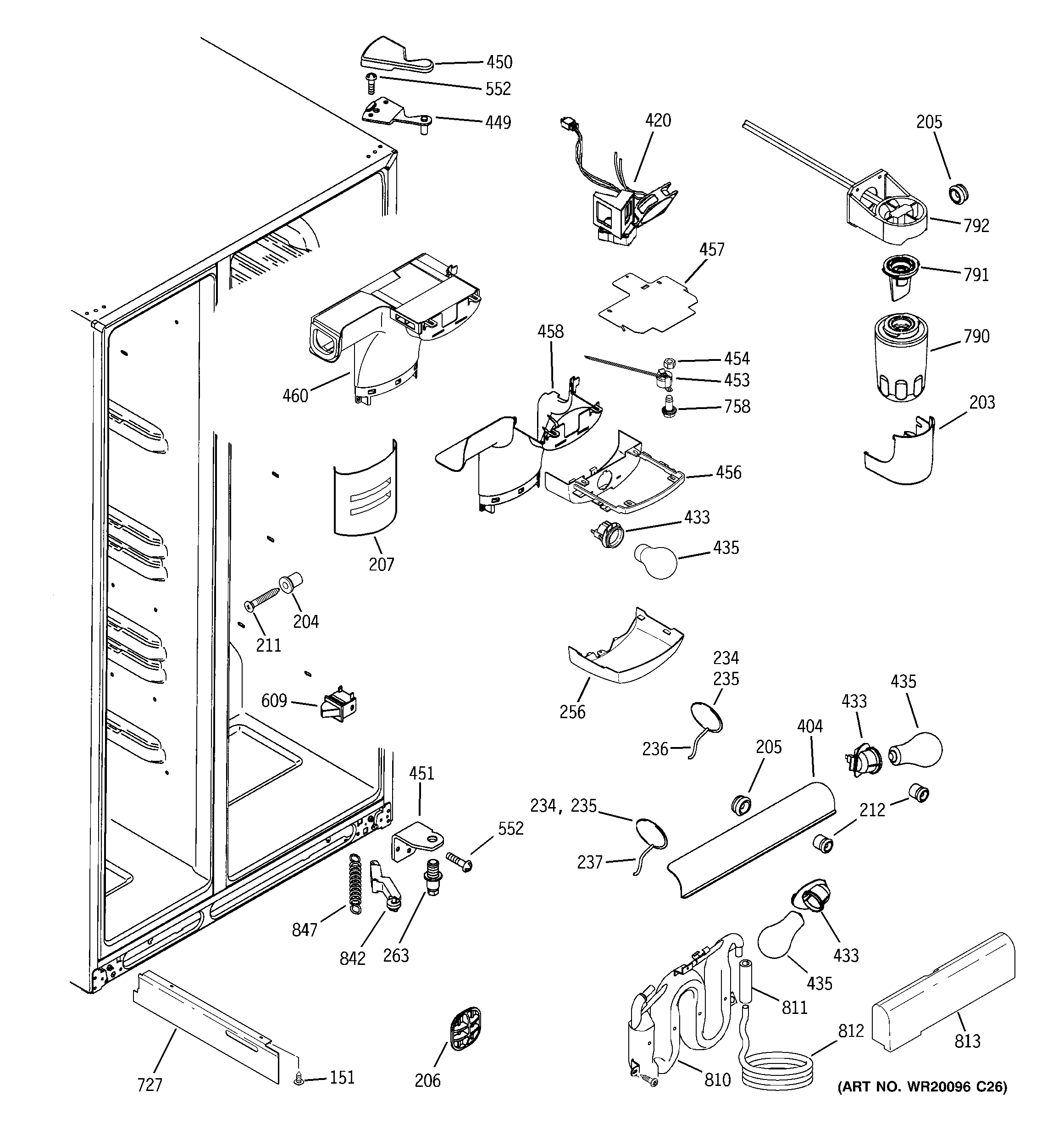 GE GCE23LGTBFSS fresh food section diagram