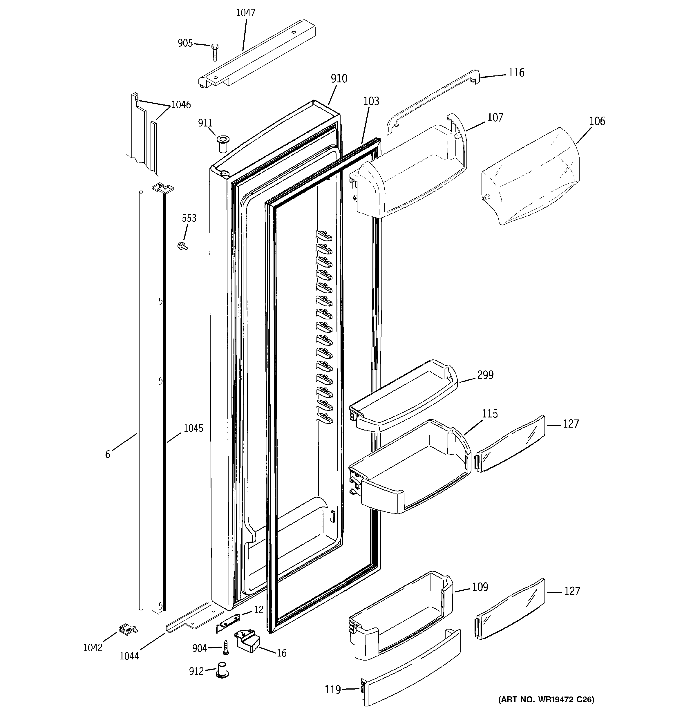 GE GIE21LGTBFBB fresh food door diagram