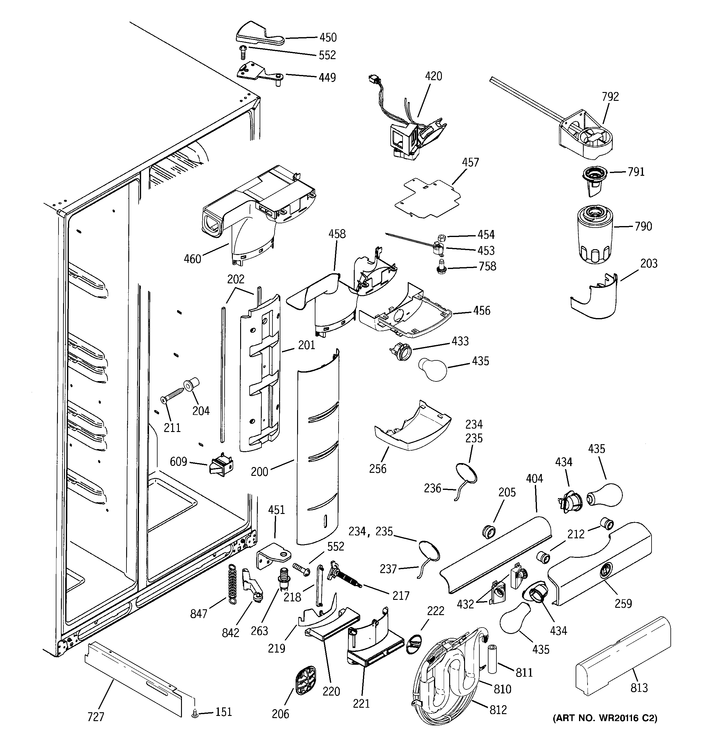 GE GSE25MGTBCSS fresh food section diagram