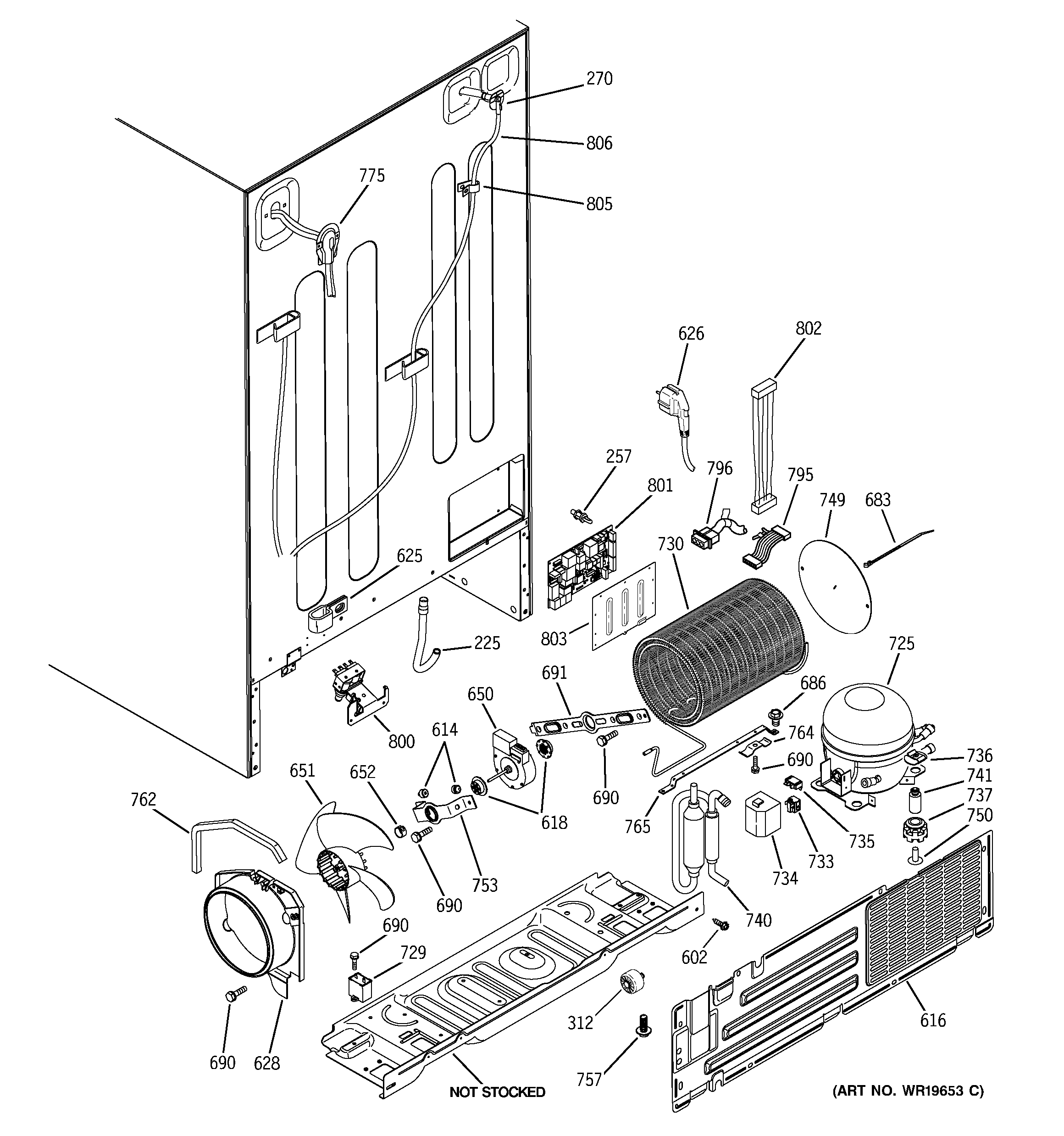 GE GSE25MGTBCSS sealed system & mother board diagram