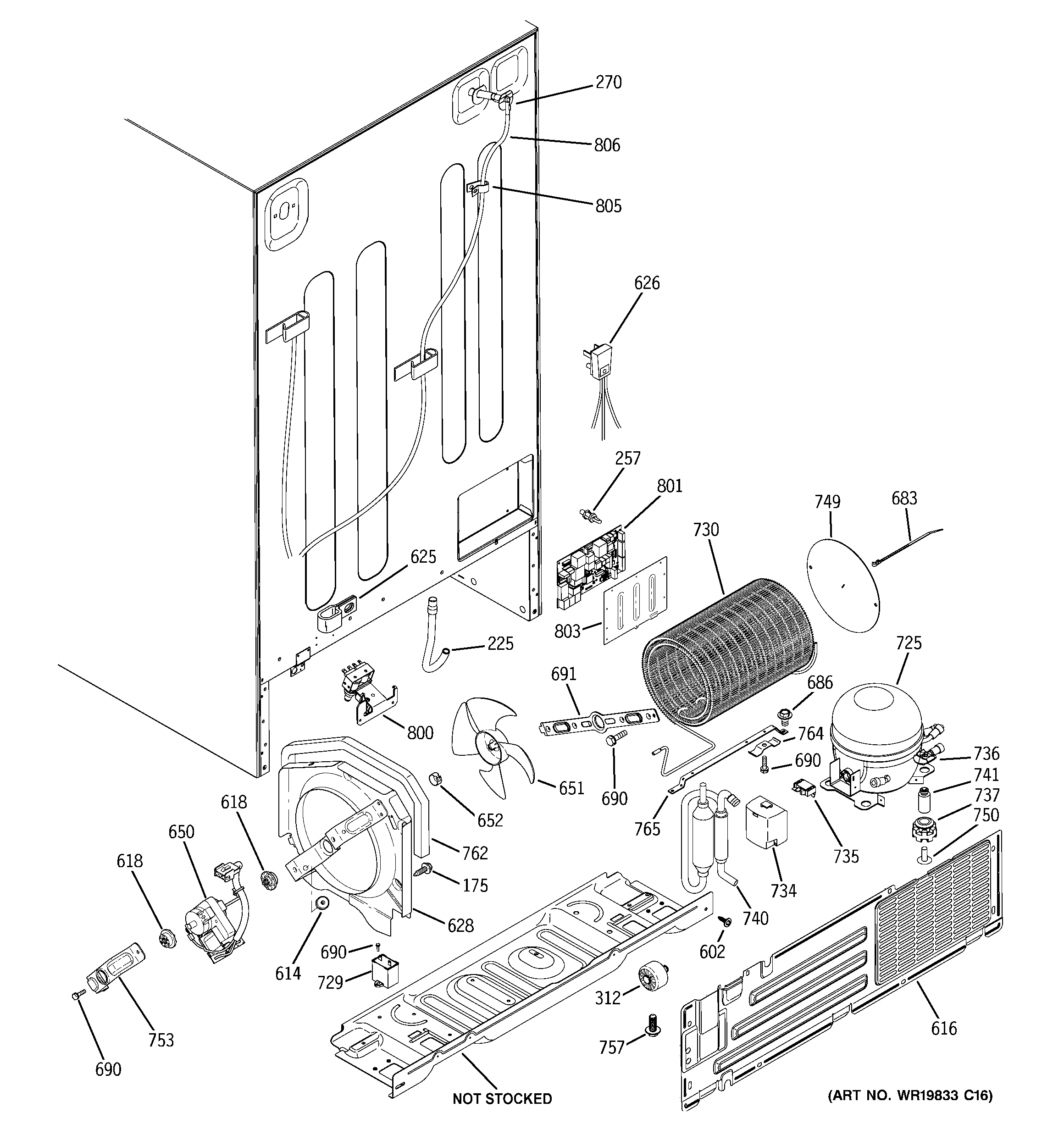GE GSS25WSWASS sealed system & mother board diagram