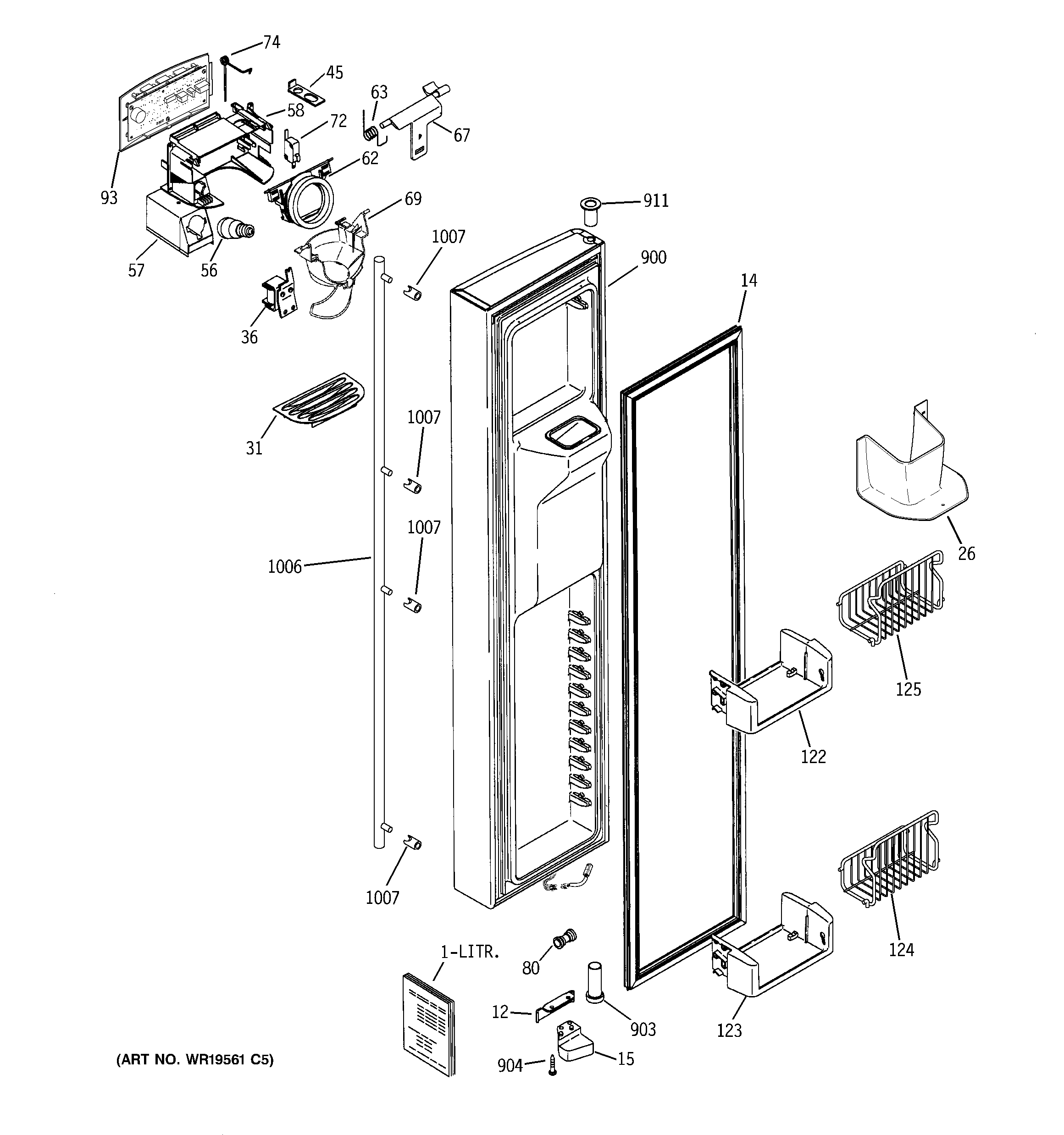 GE ZFSB26DRGSS freezer door diagram