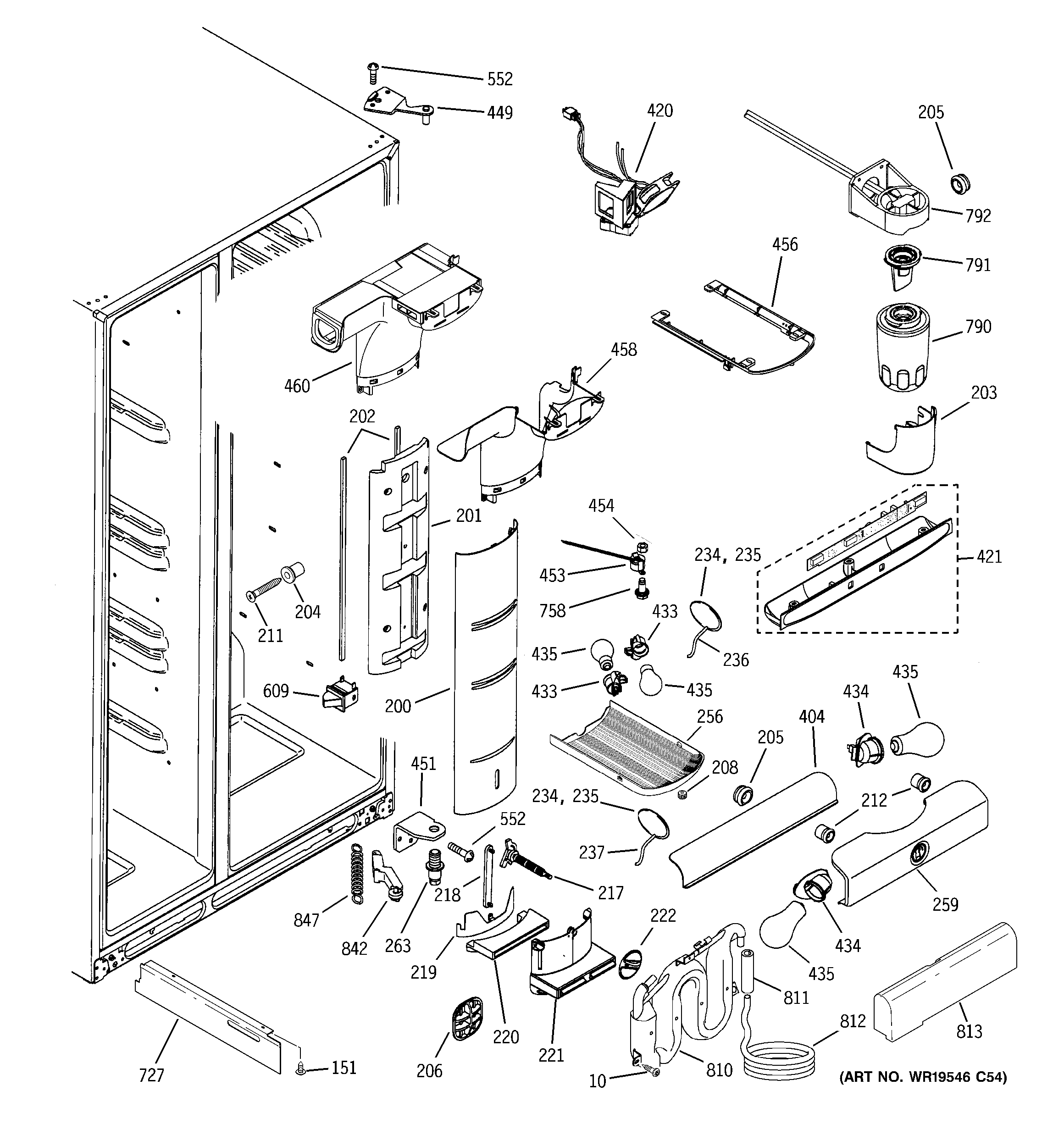 GE ZFSB26DRGSS fresh food section diagram