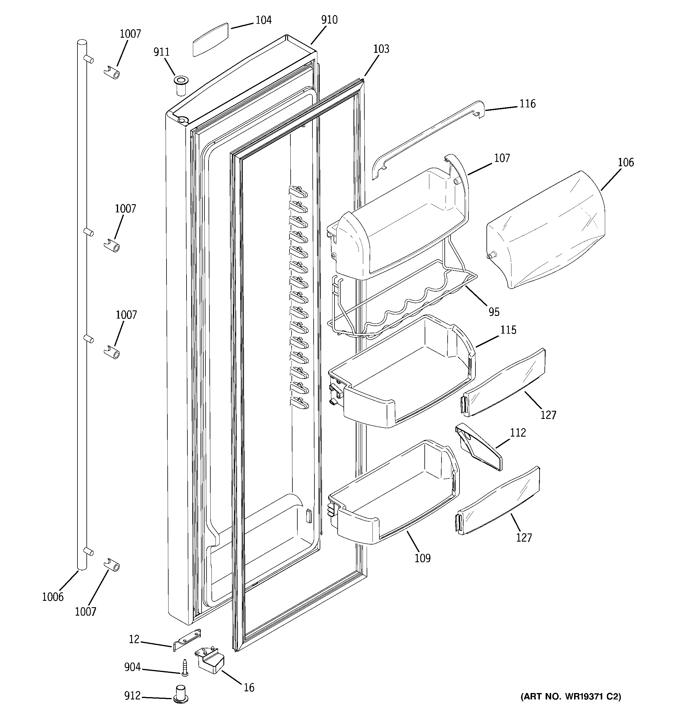 GE ZFSB26DRISS fresh food door diagram