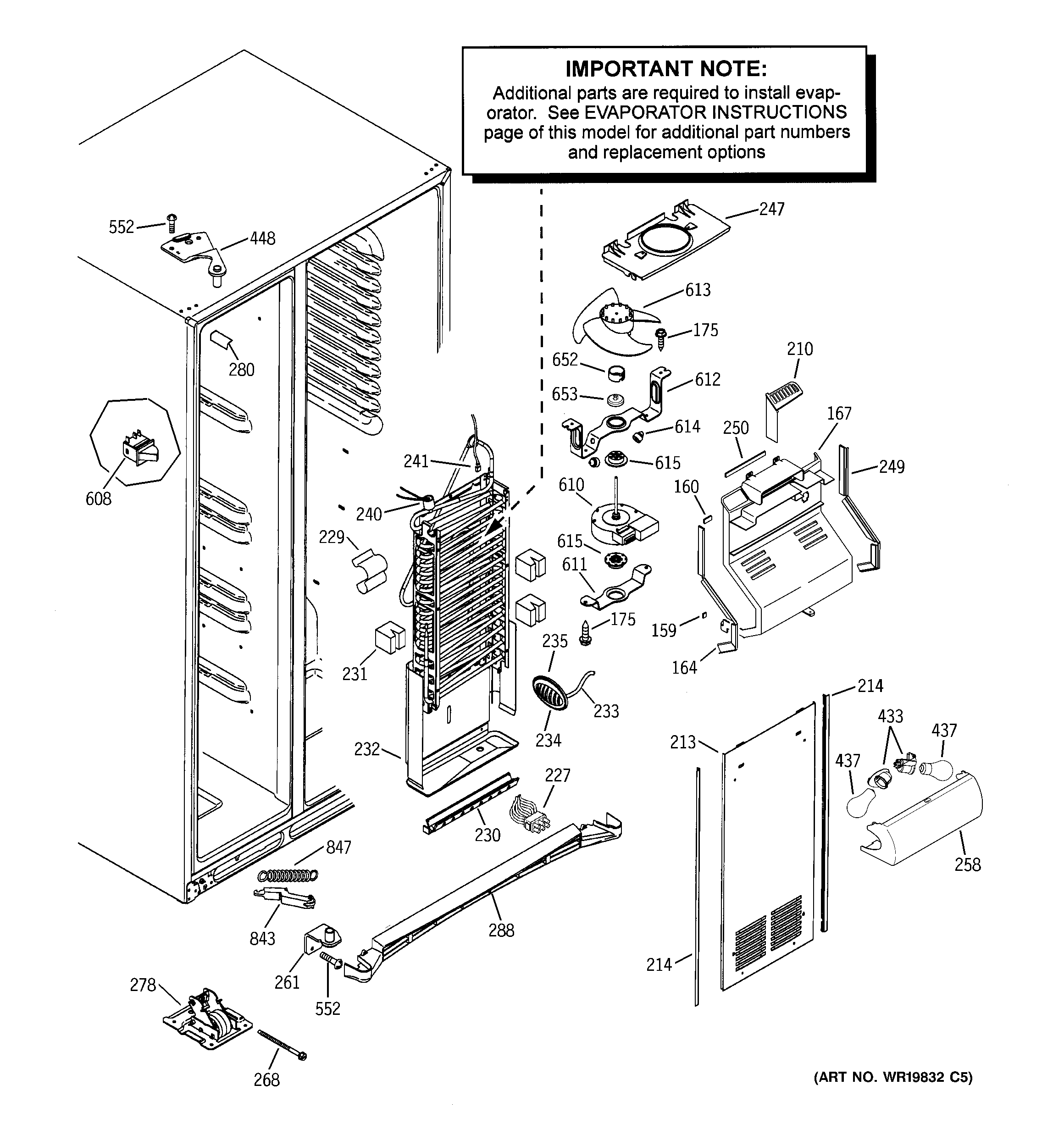 GE ZFSB26DRISS freezer section diagram