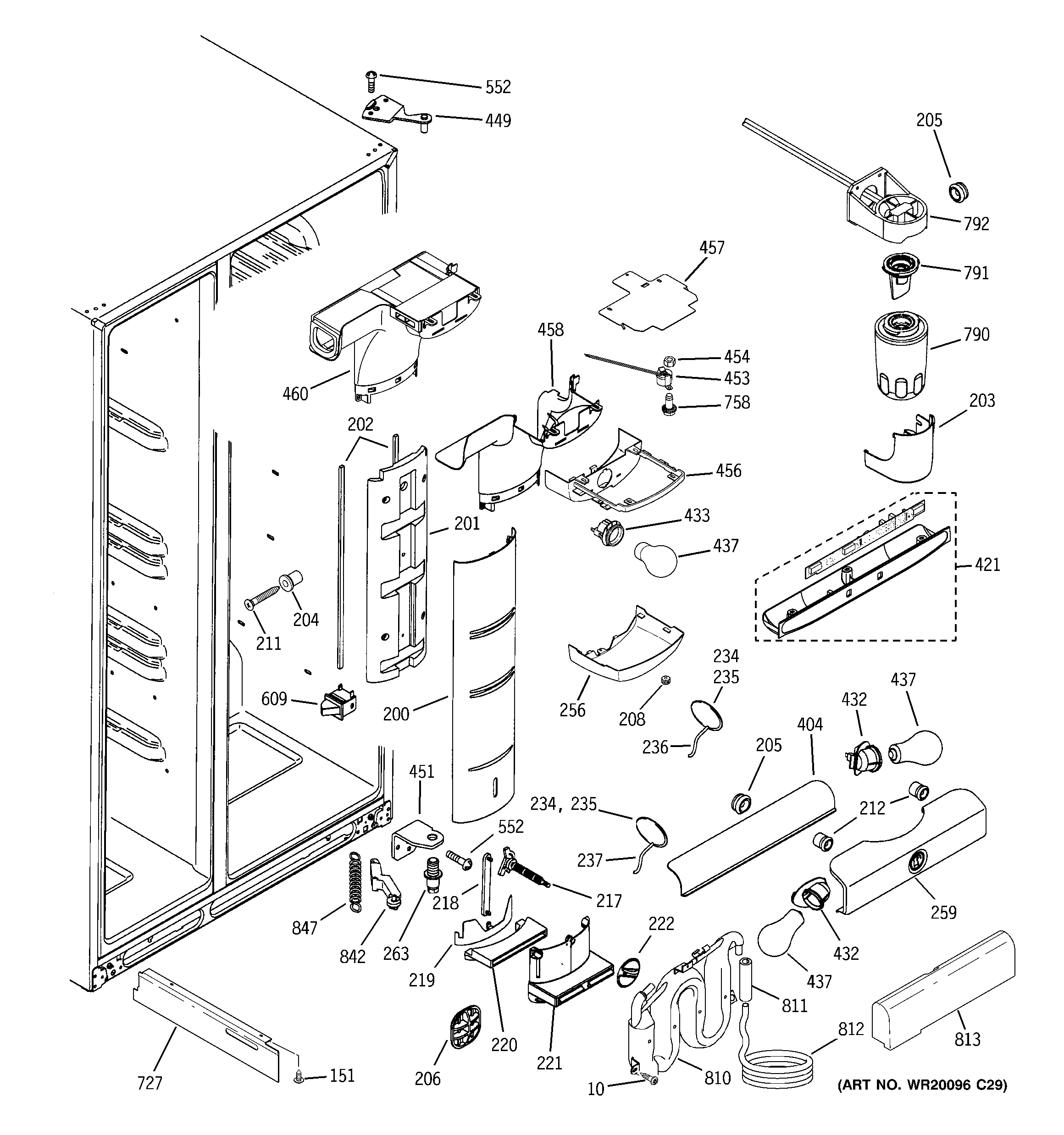 GE ZFSB26DRISS fresh food section diagram