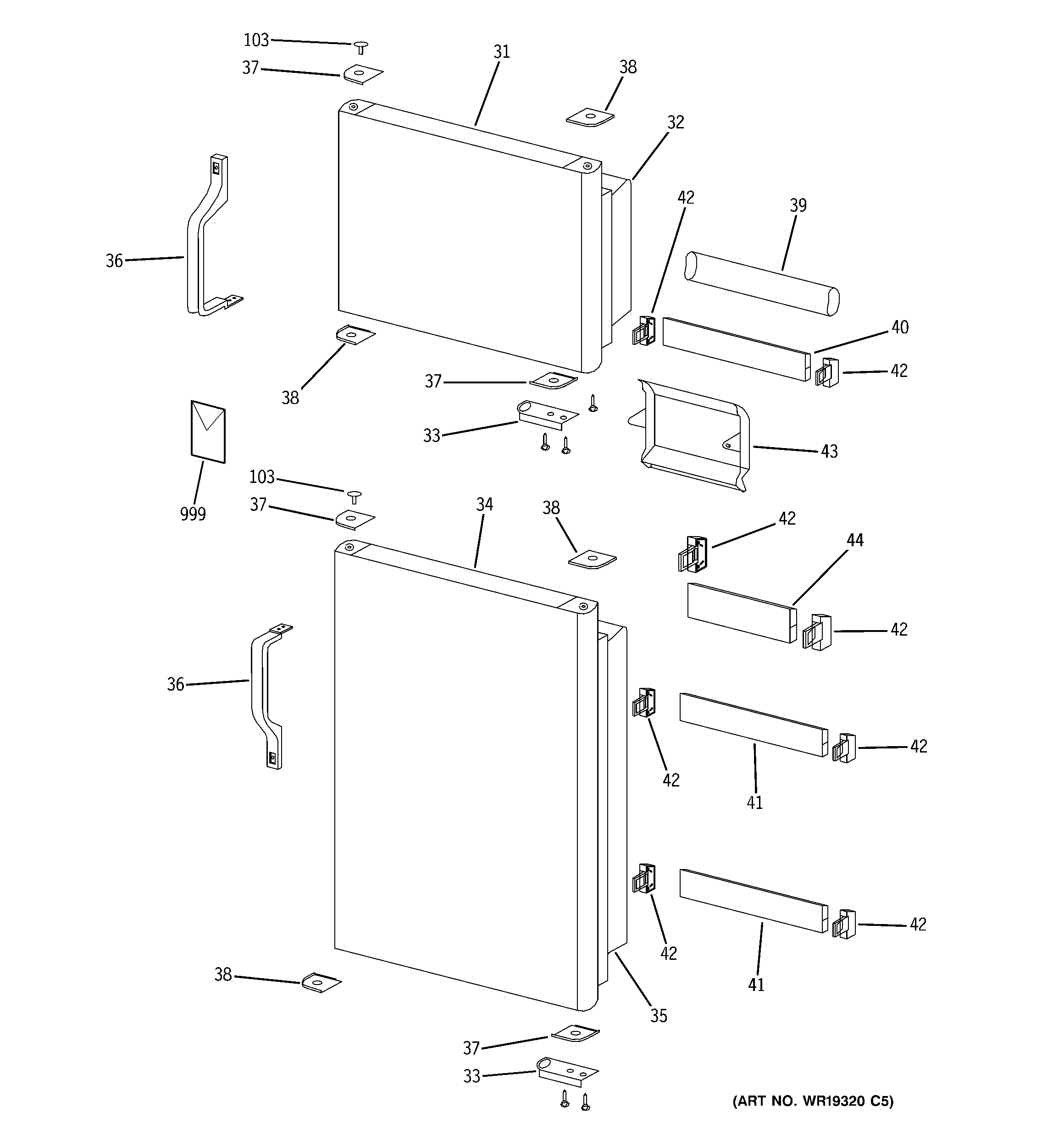 GE GTS12BBPCLWW doors diagram