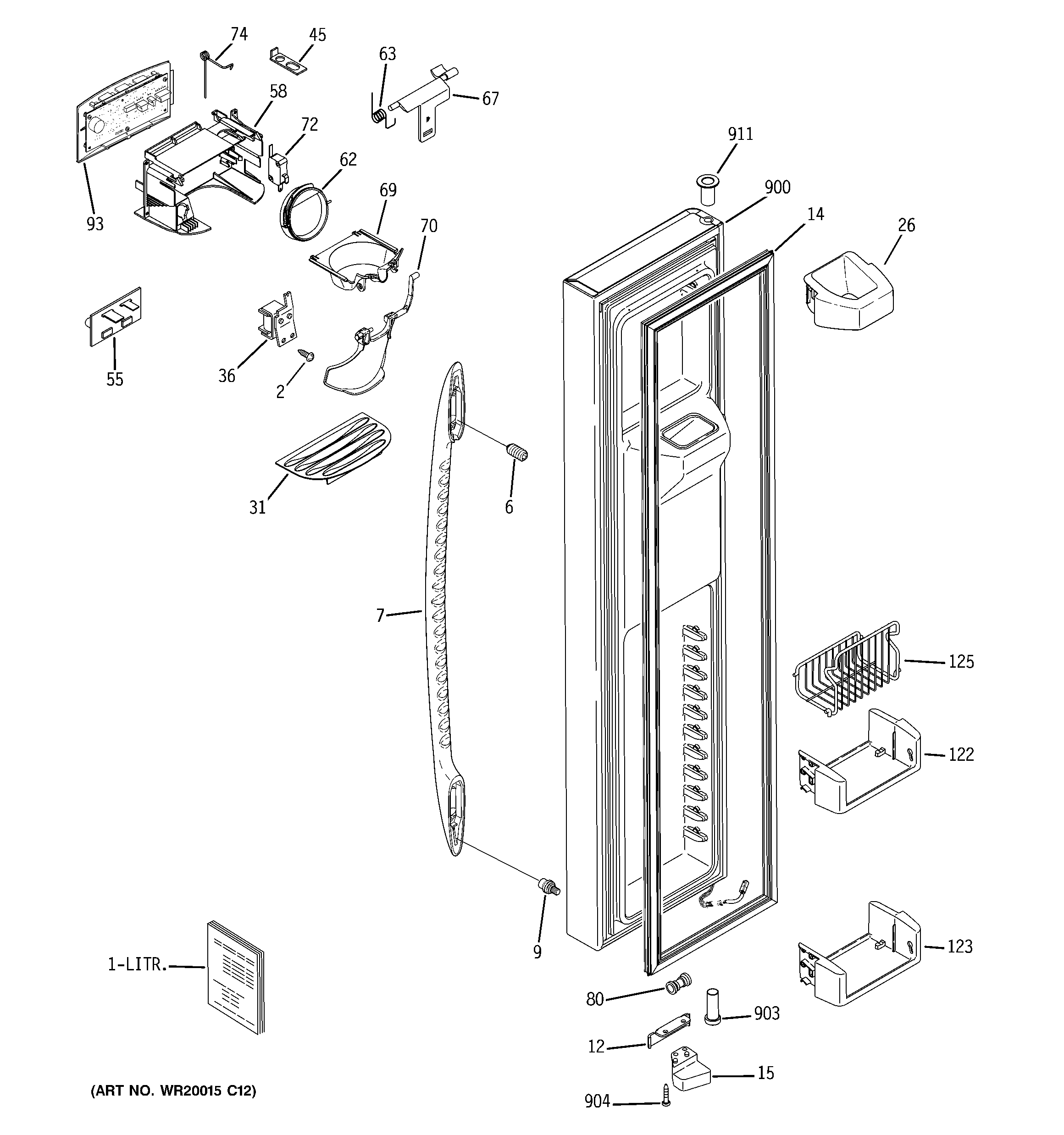 GE PSC23MSWASS freezer door diagram