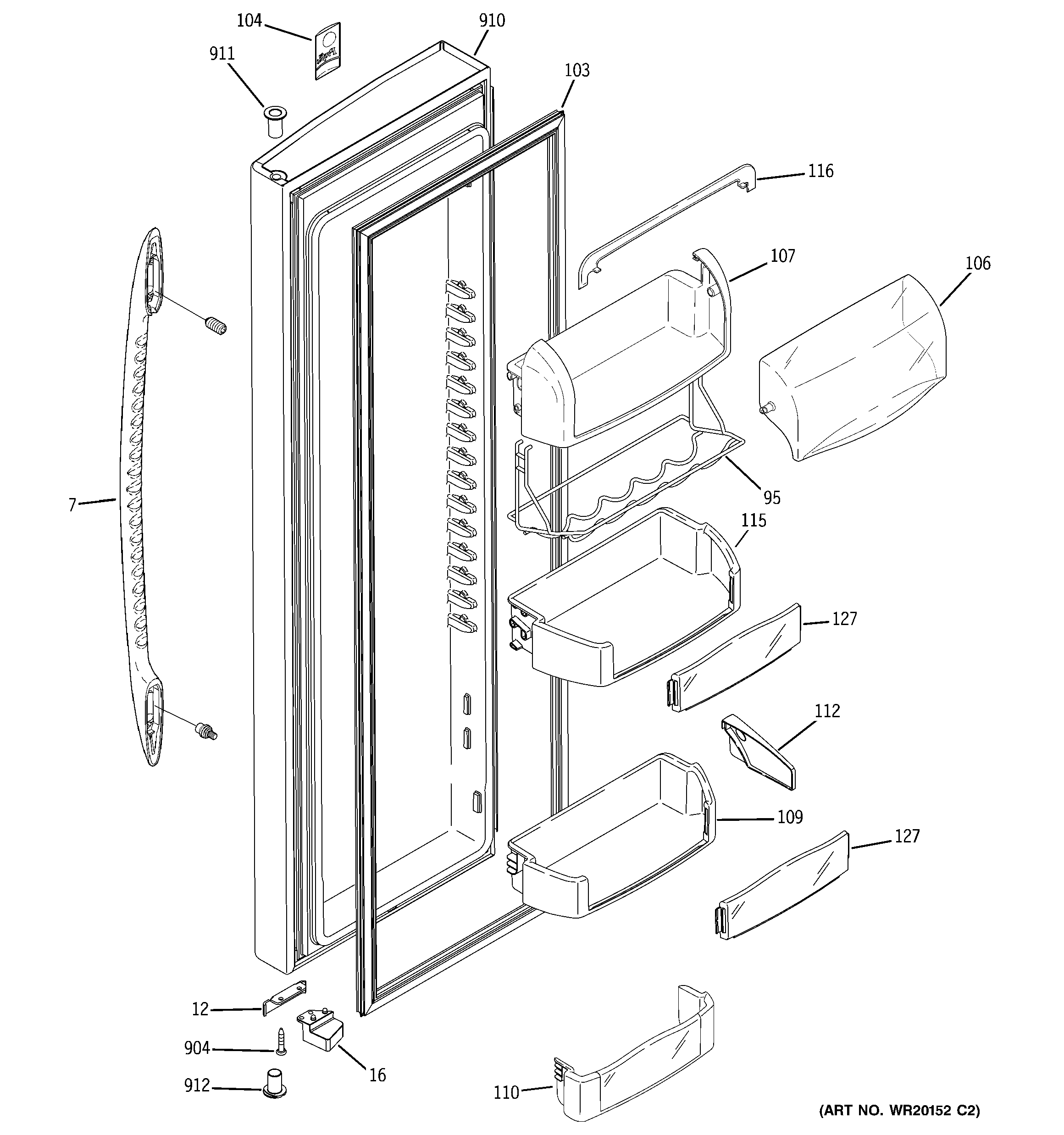 GE PSC23MSWASS fresh food door diagram