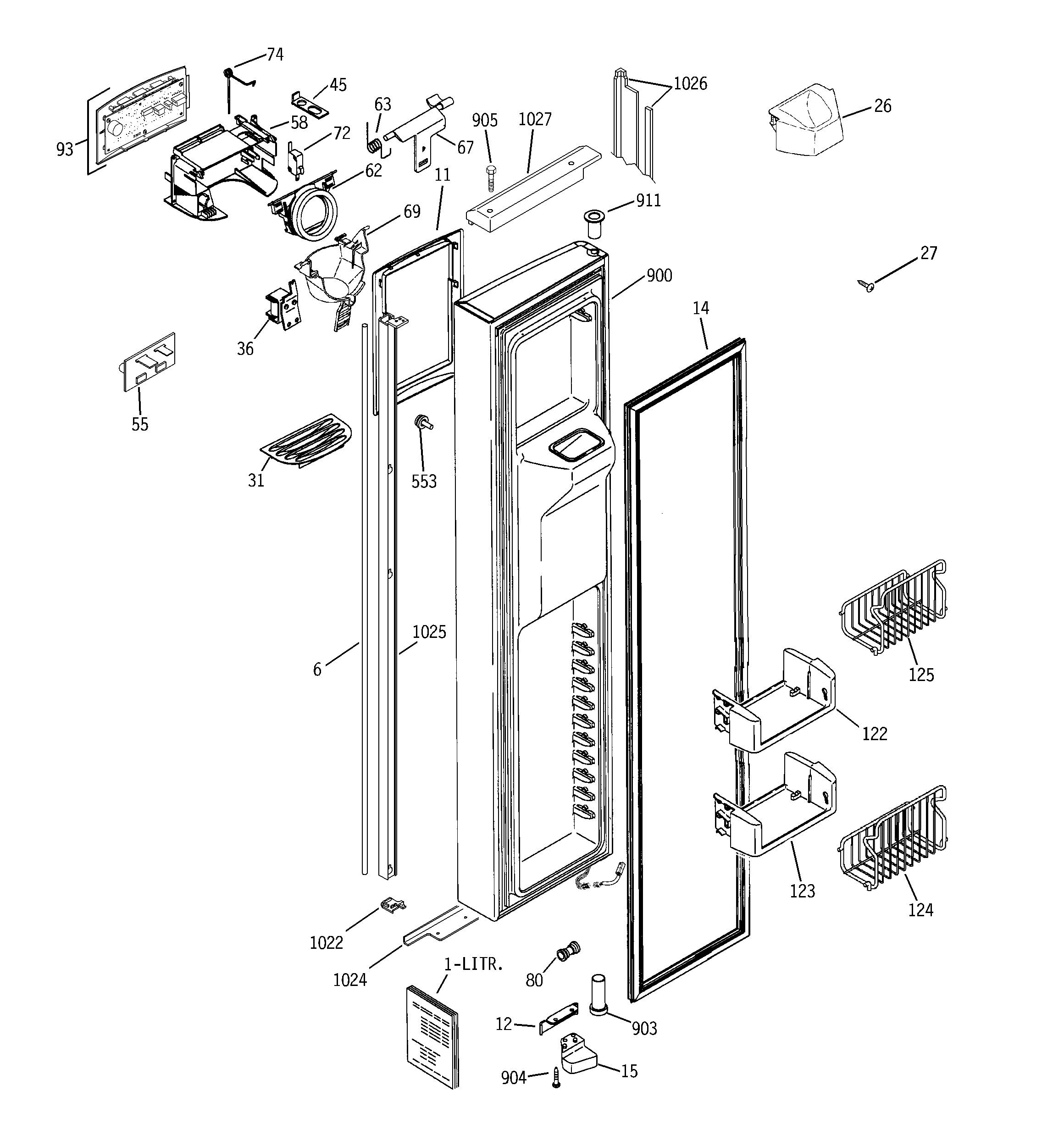 GE PSH23PGWAWV freezer door diagram