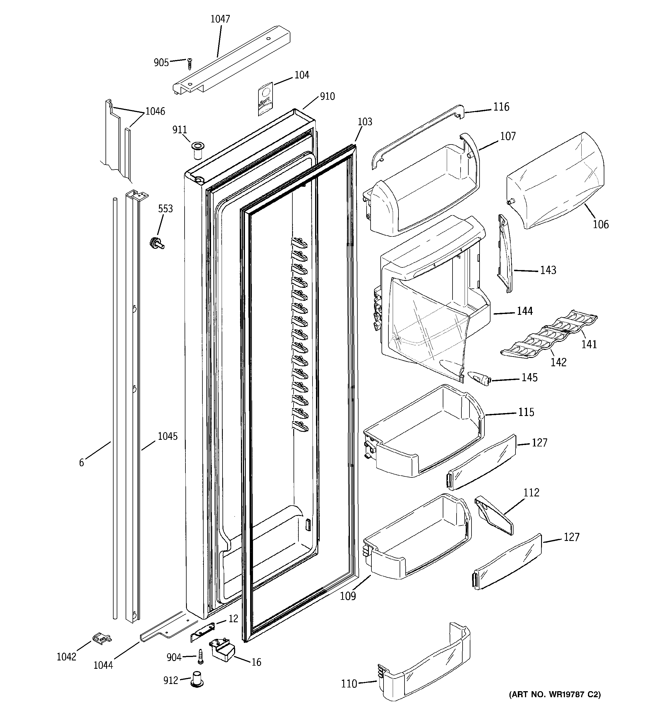 GE PSH23PGWAWV fresh food door diagram