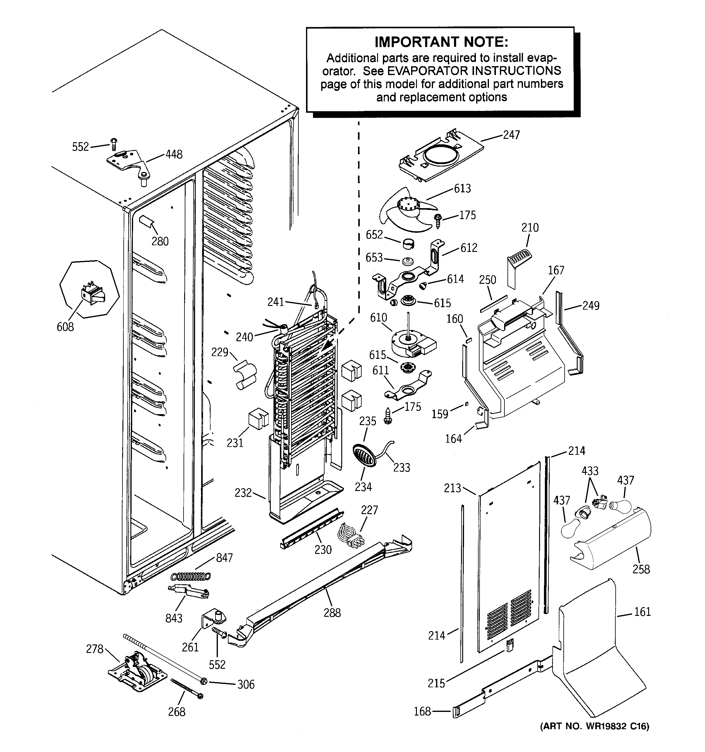 GE PSH23PGWAWV freezer section diagram