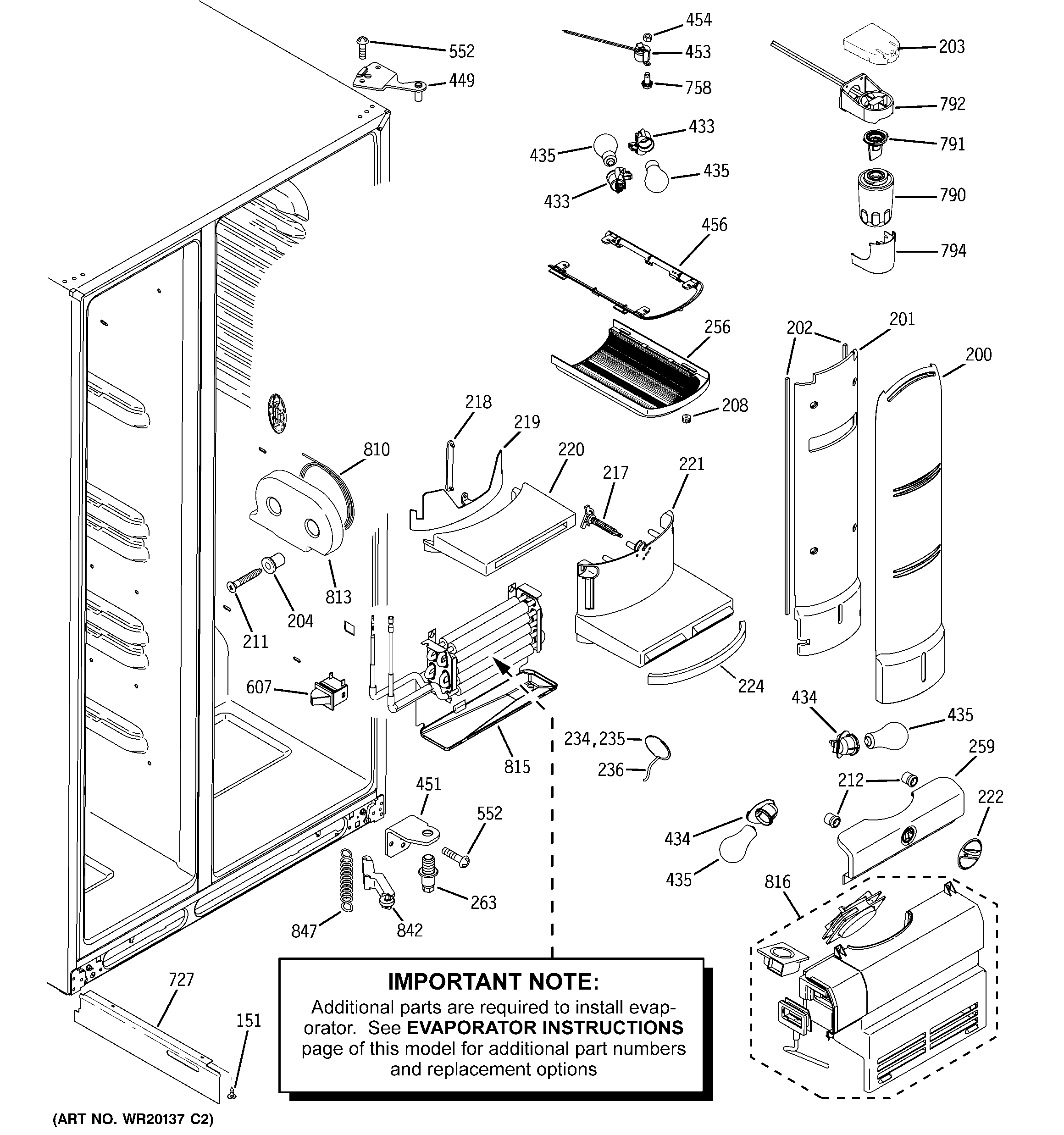 GE PSH23PGWAWV fresh food section diagram