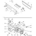 GE DLSR483GG1WW backsplash, blower & motor diagram