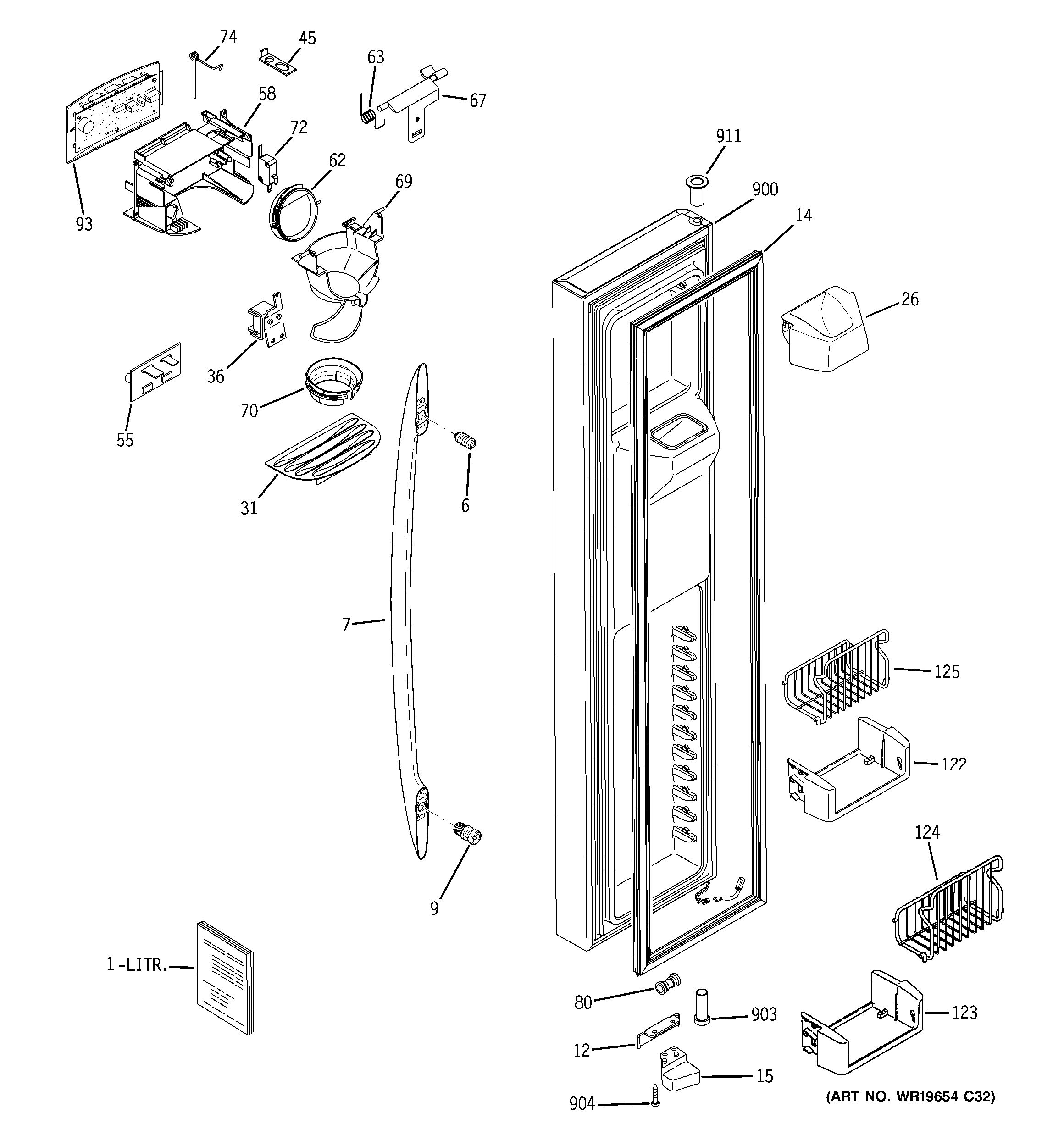GE PSW26MSWASS freezer door diagram