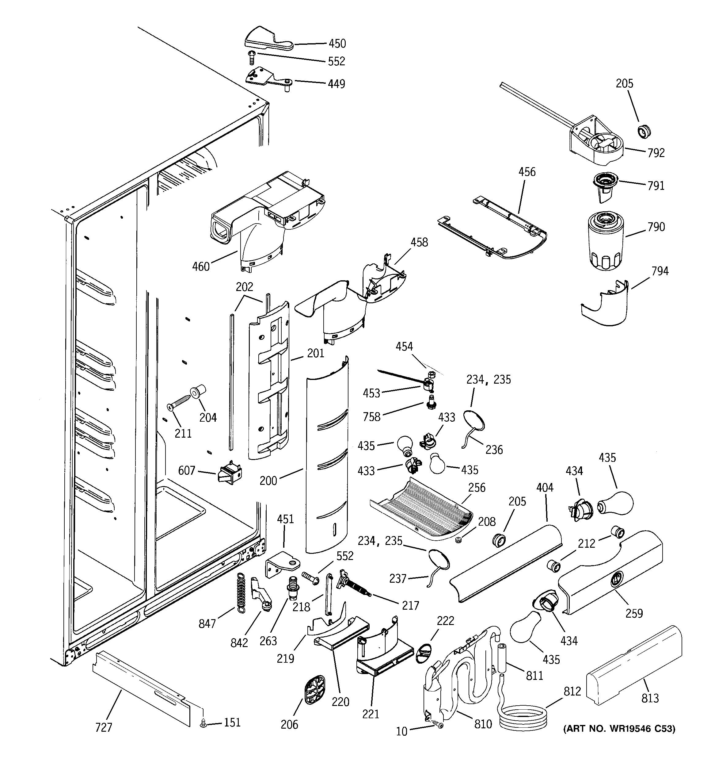 GE PSW26MSWASS fresh food section diagram