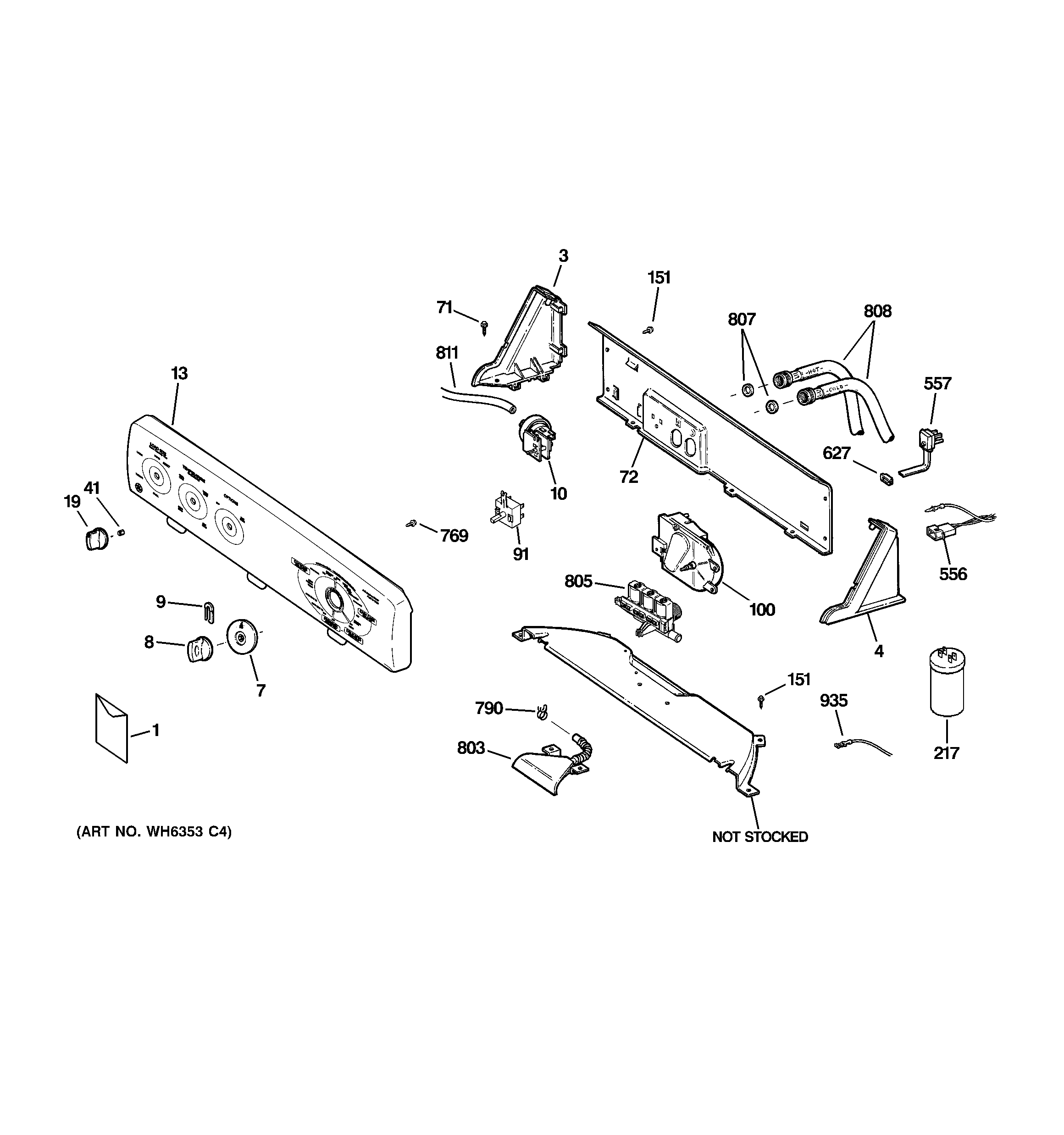 GE WHDSR209G3WW controls & backsplash diagram