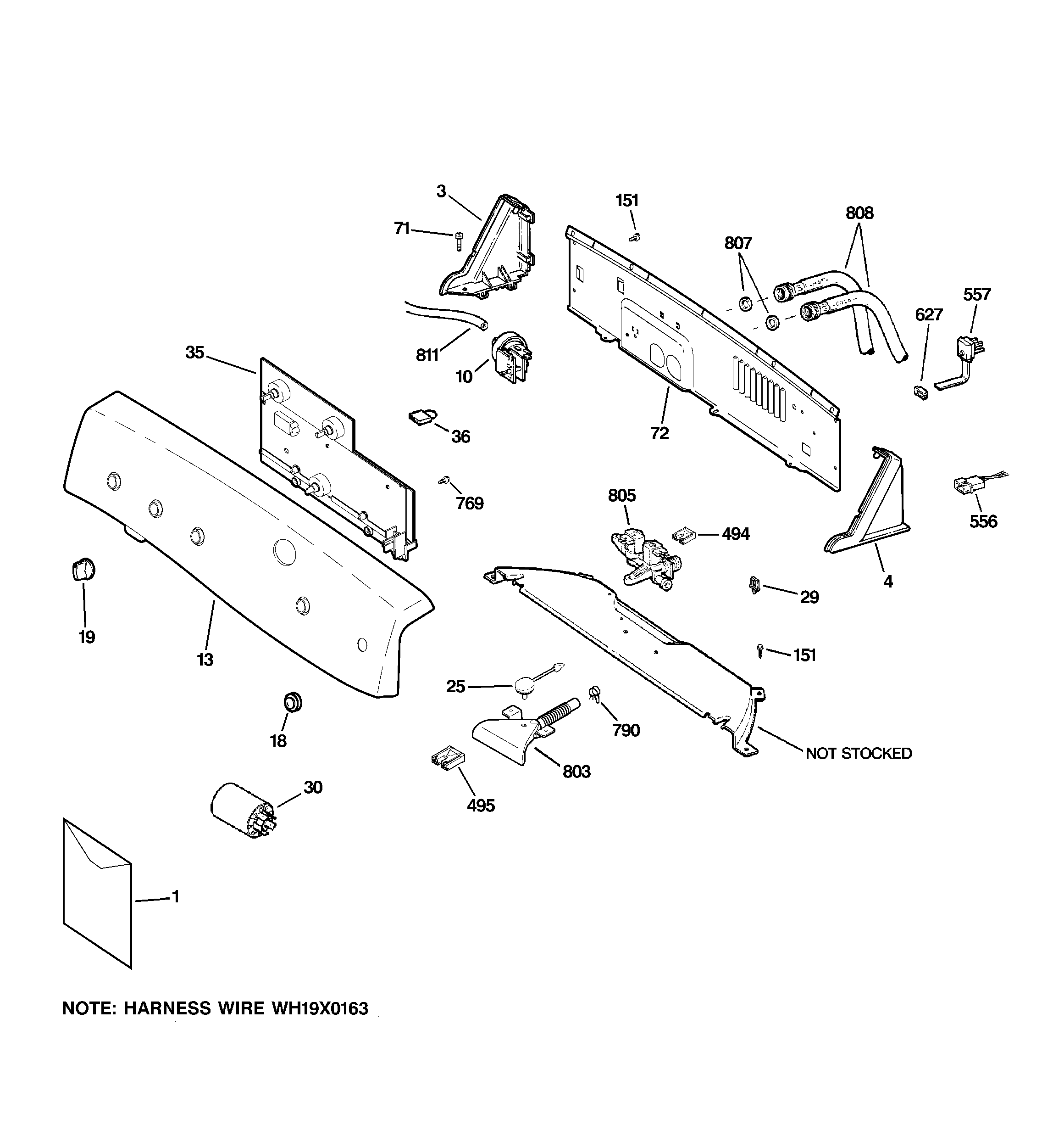 GE WPRE6100G1WT controls & backsplash diagram