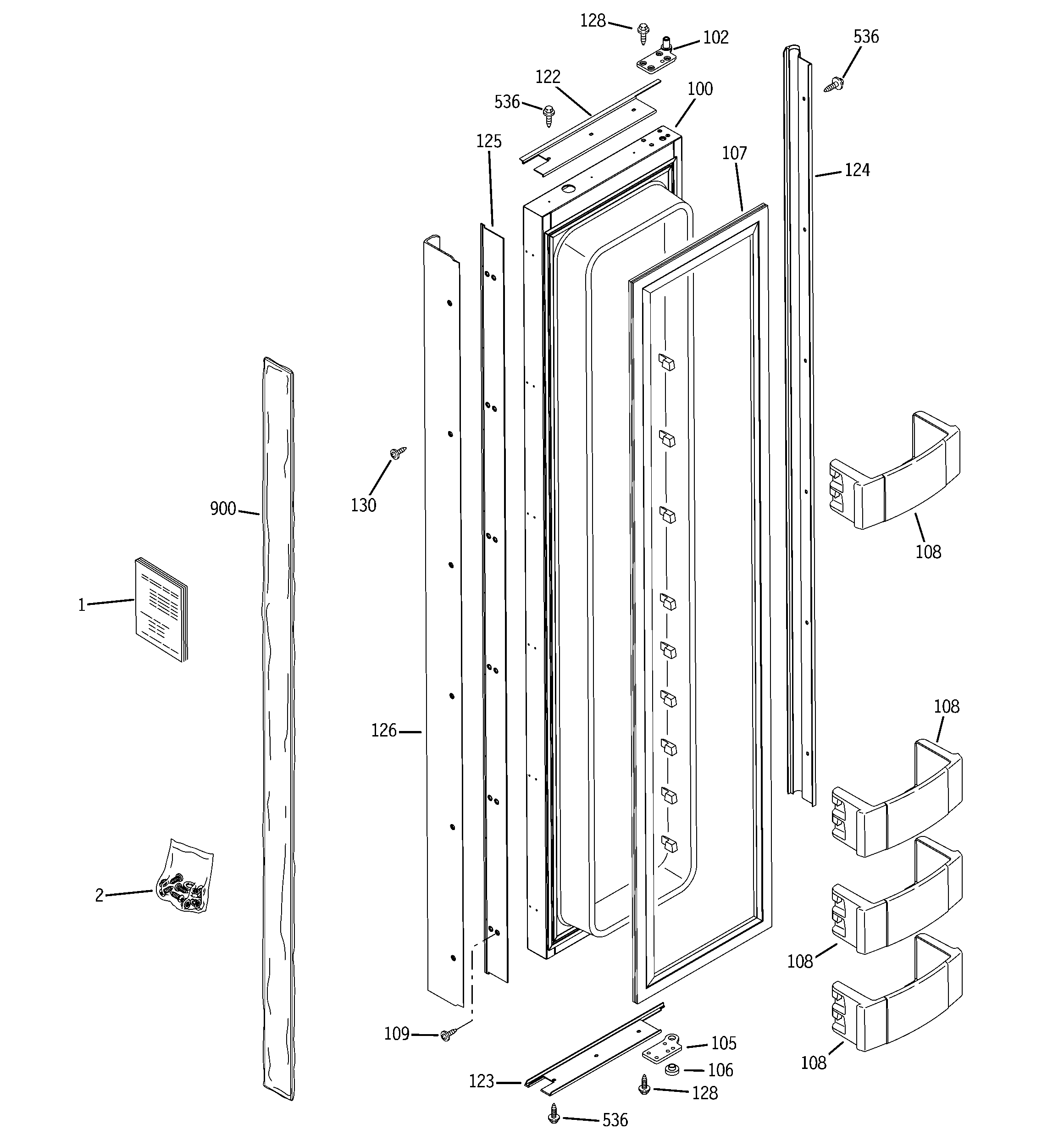 GE ZIS420NRJ freezer door diagram
