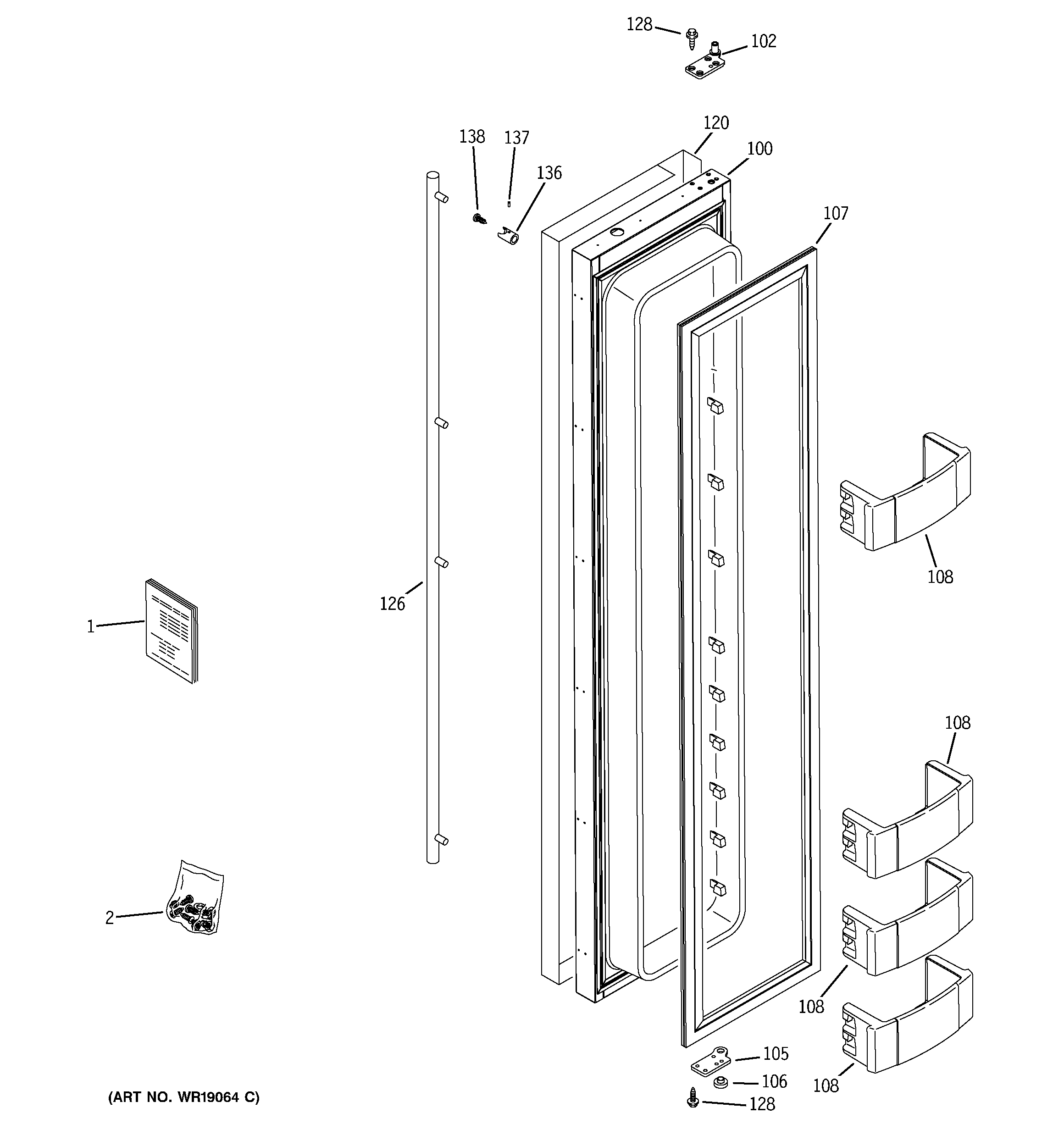 GE ZISS360NRJSS freezer door diagram