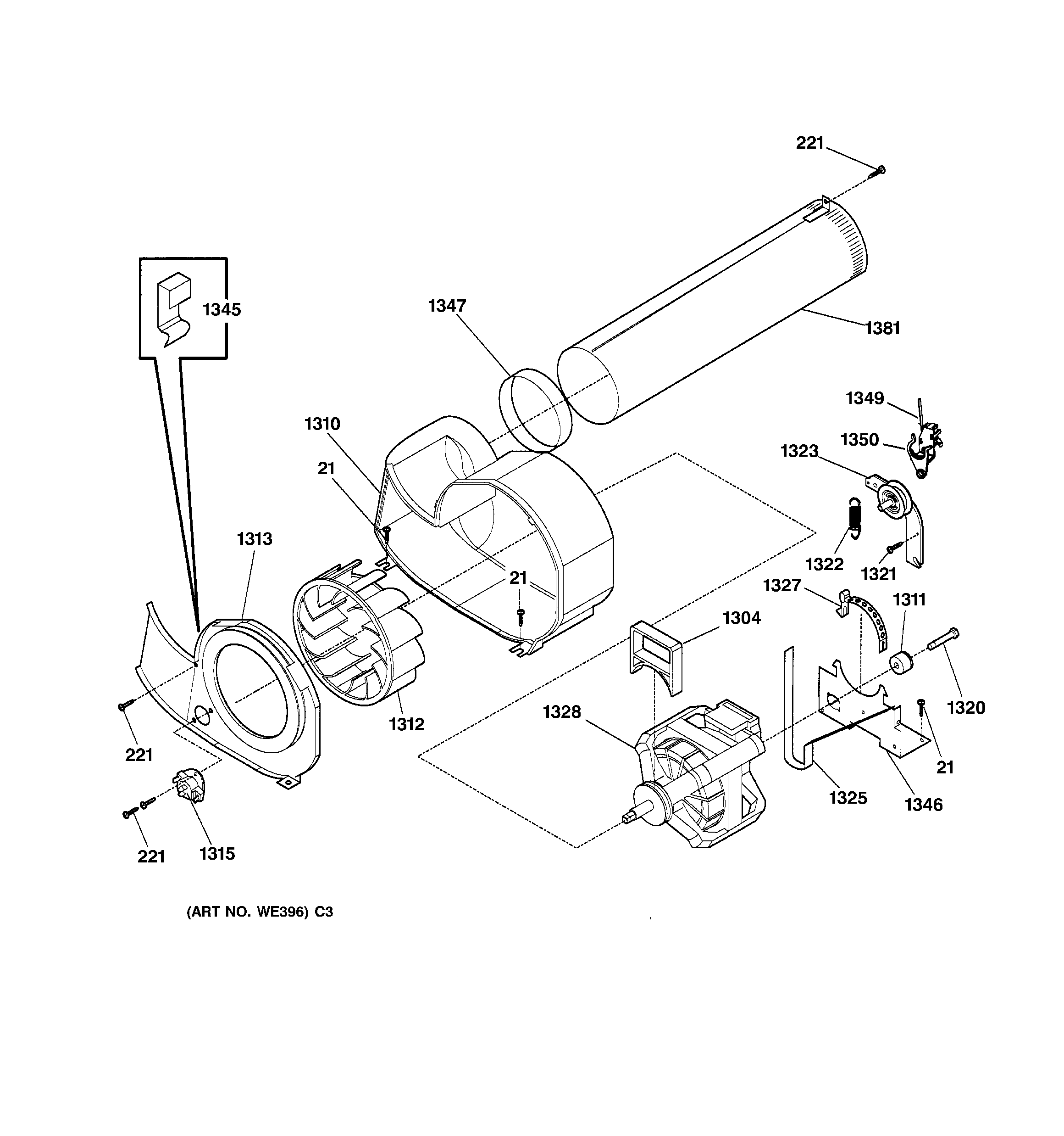 GE DCL333GA0WW motor diagram