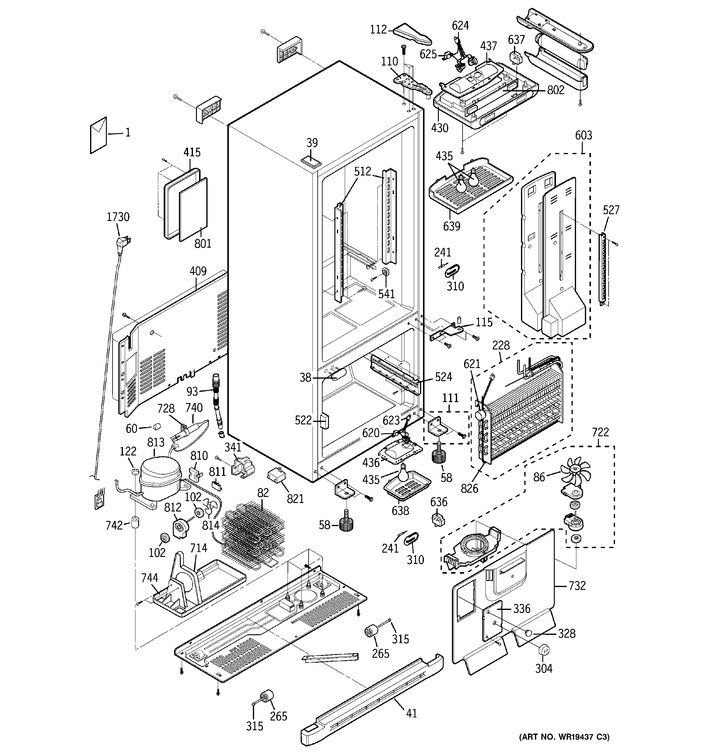 GE PDS22MBPACC cabinet diagram