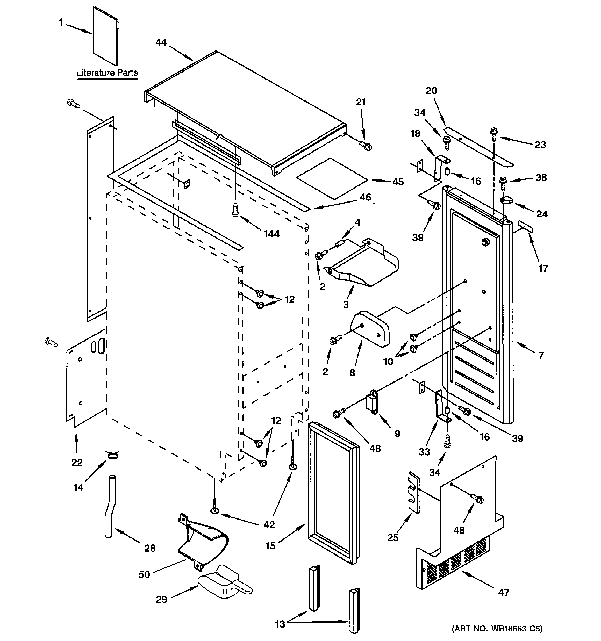 GE ZDI15CBBJ cabinet, liner & door parts diagram