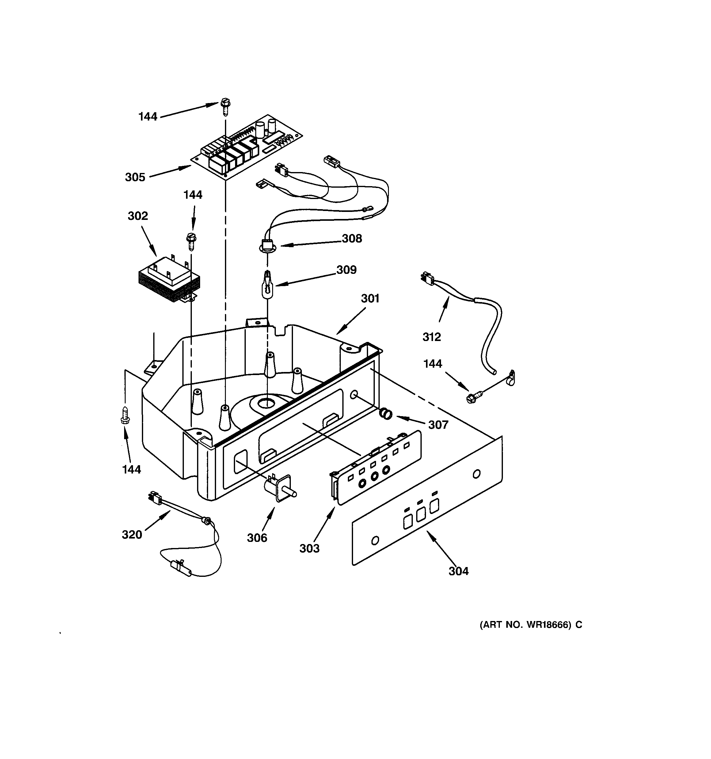 GE ZDI15CWWK control panel parts diagram