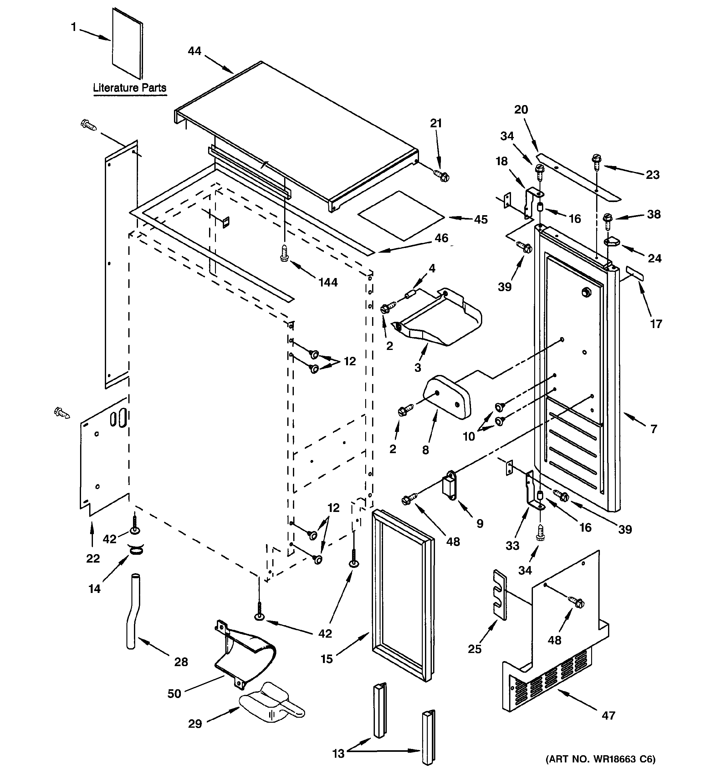 GE ZDI15CWWM cabinet, liner & door parts diagram
