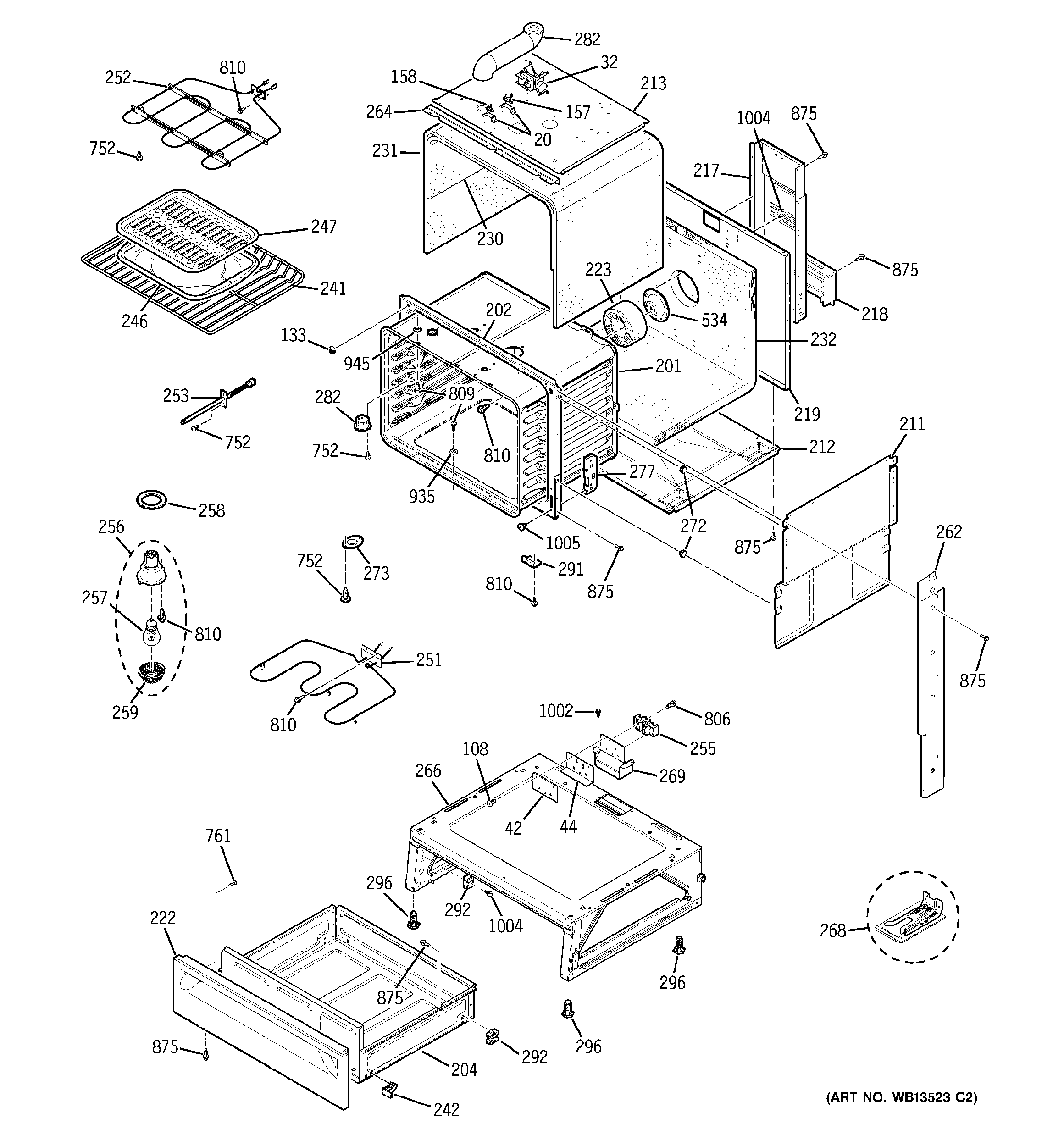 GE JSP39BK2BB body parts diagram
