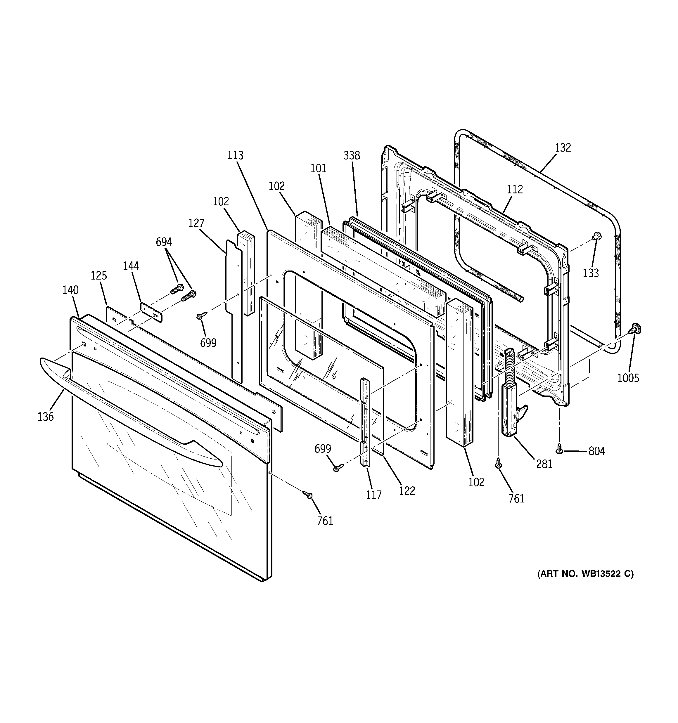 GE JSP39SK1SS door diagram