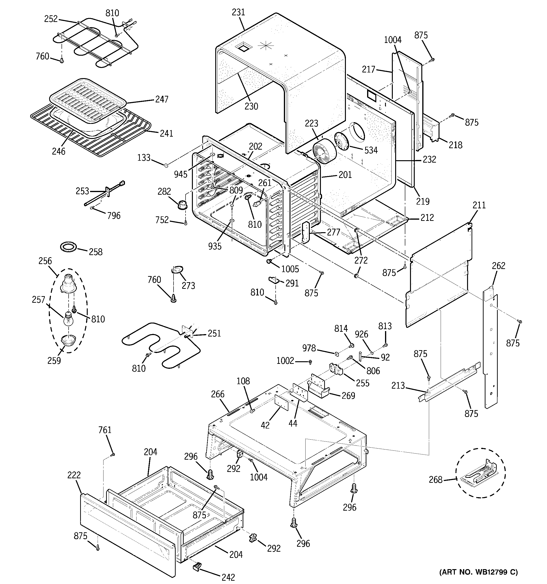 GE JSP47WF2WW body parts diagram