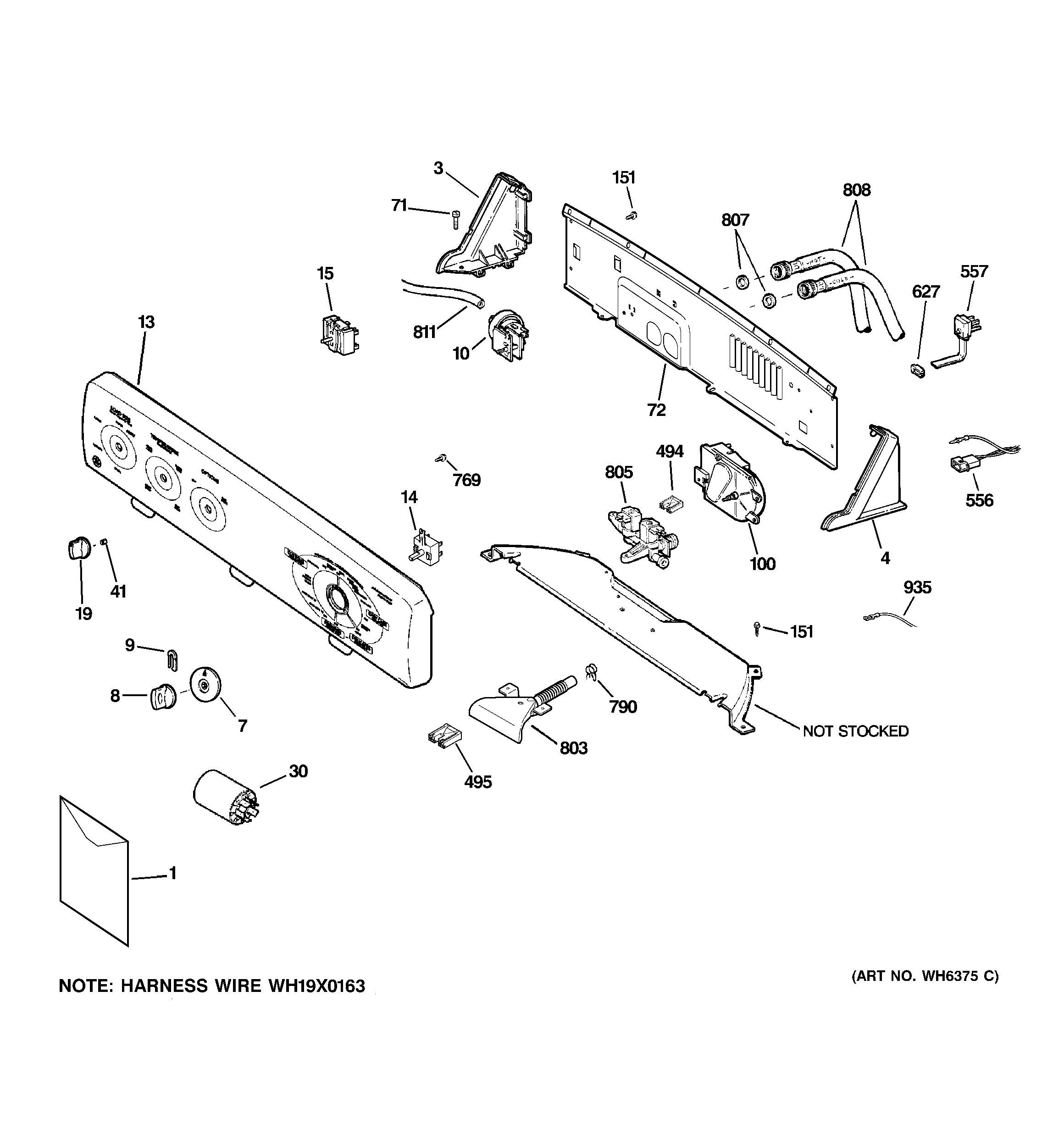 GE GSSR4170H0WW controls & backsplash diagram
