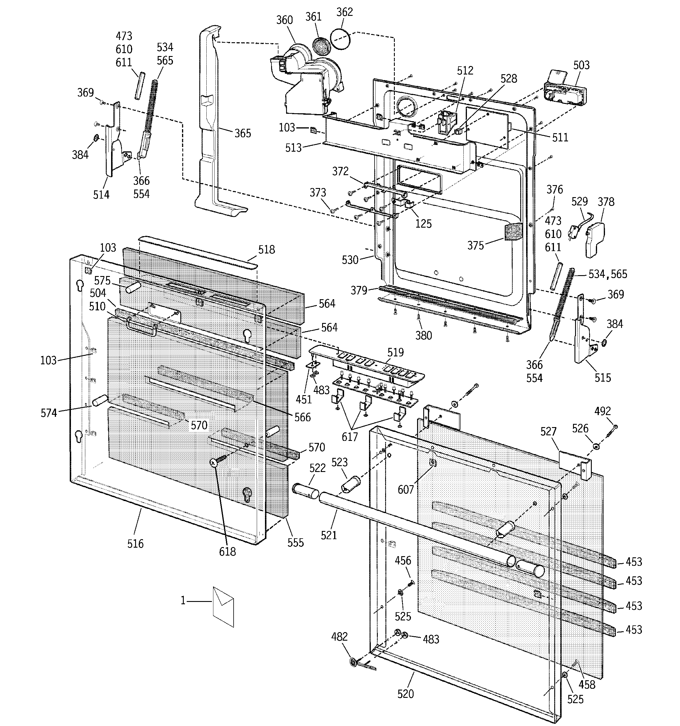 GE ZBD7100G01SS door assembly diagram