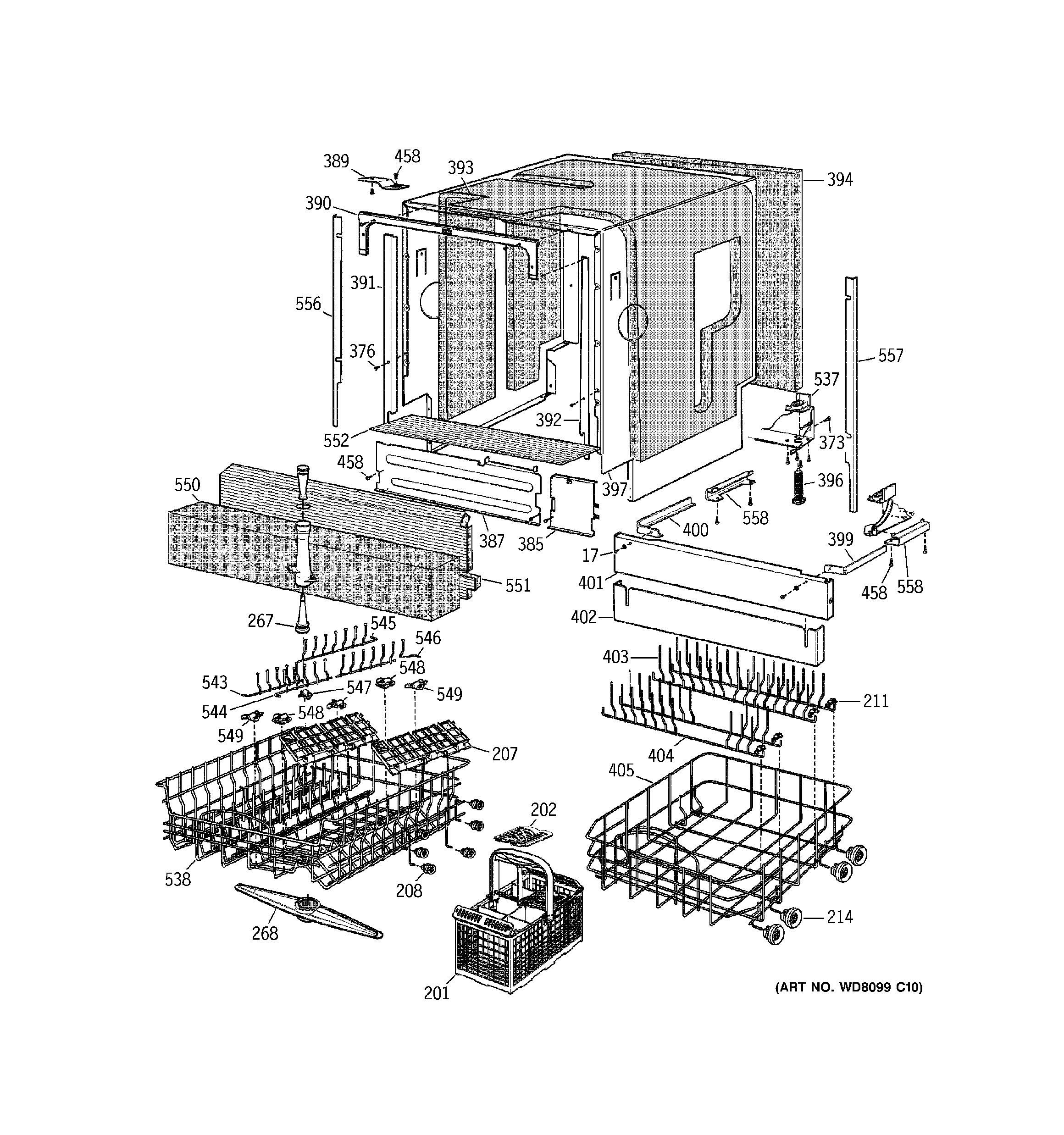 GE ZBD7100G01SS basket & wrap assembly diagram