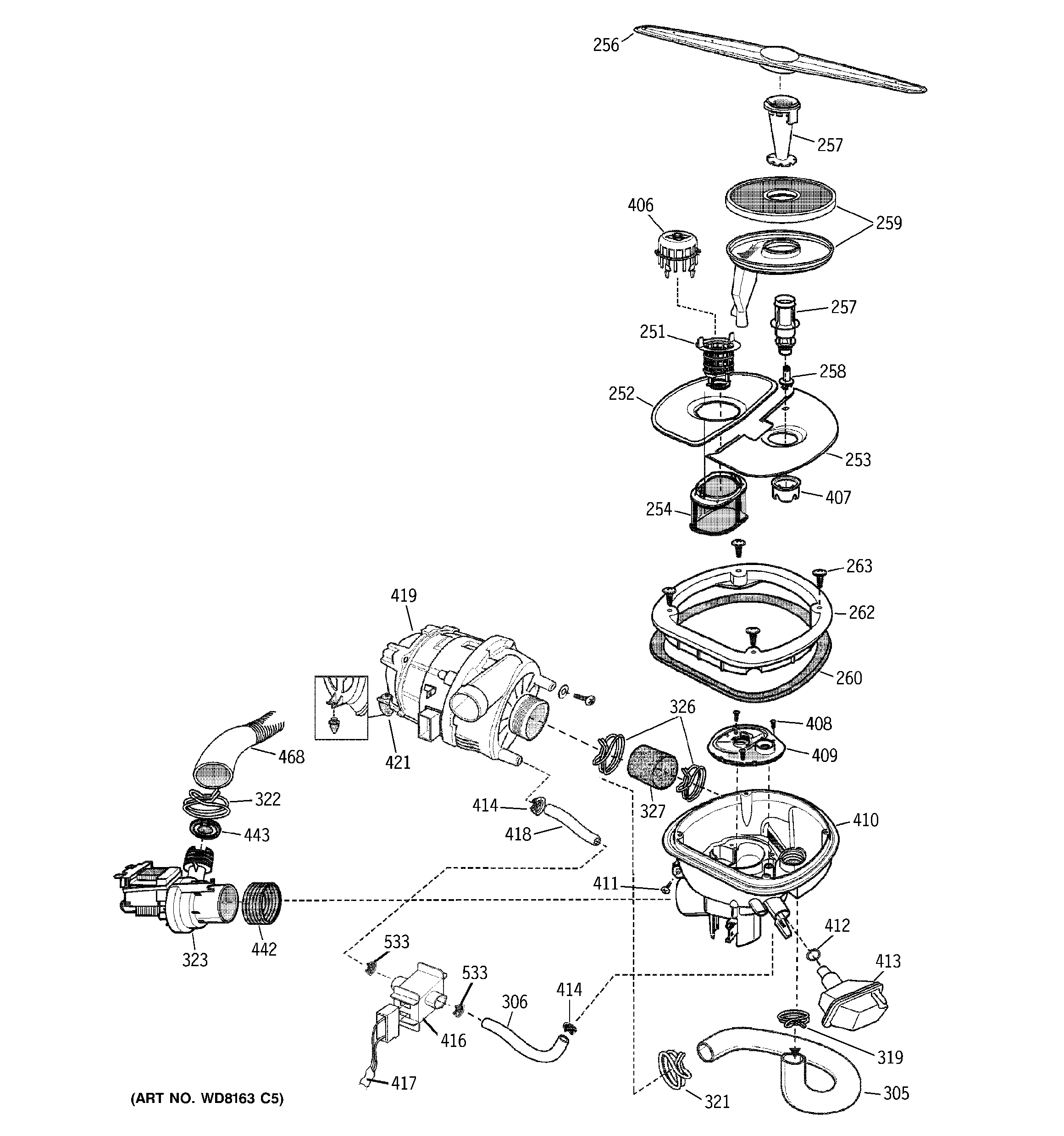 GE ZBD7100G03SS sump assembly diagram
