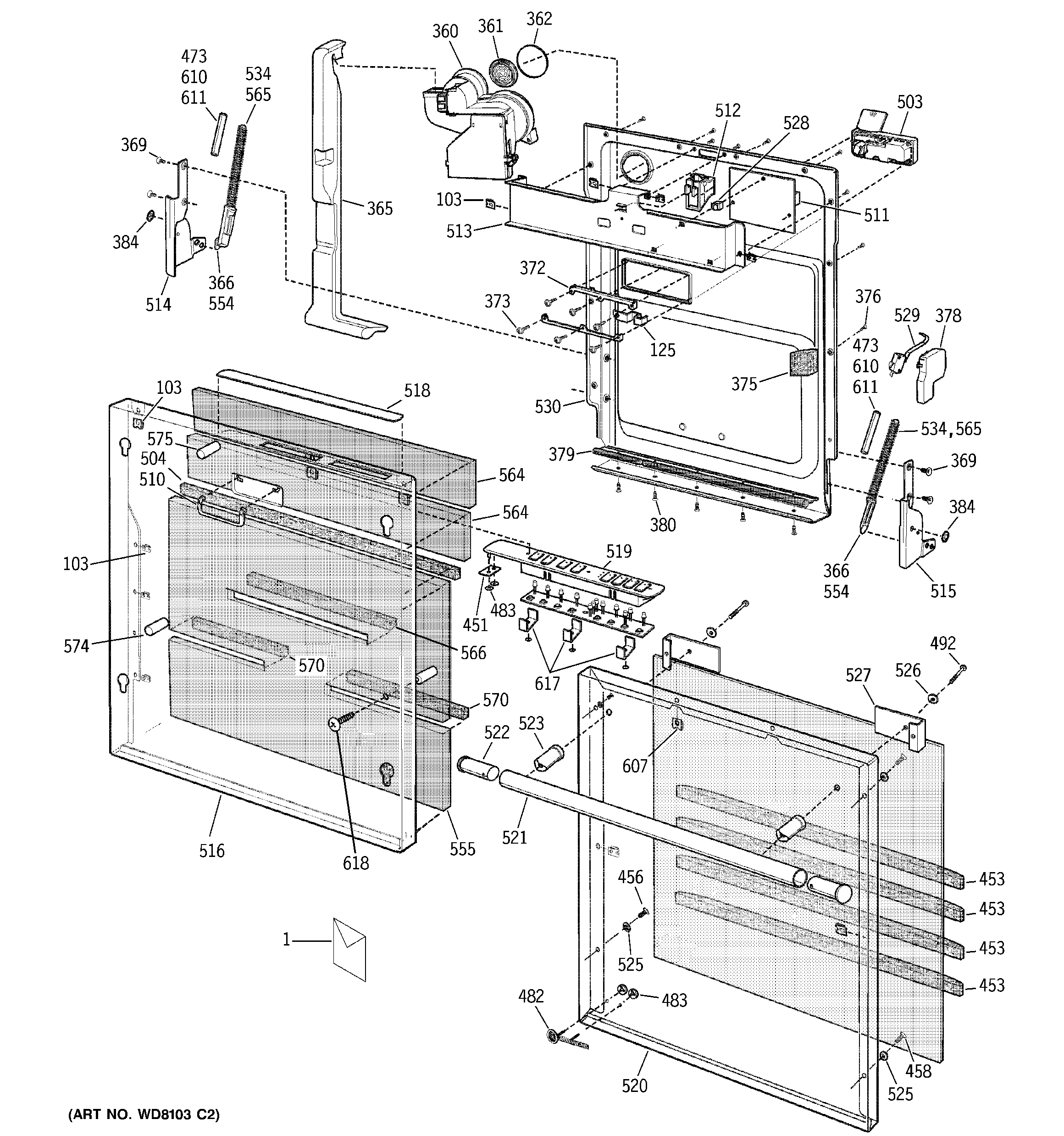 GE ZBD7100G04SS door assembly diagram