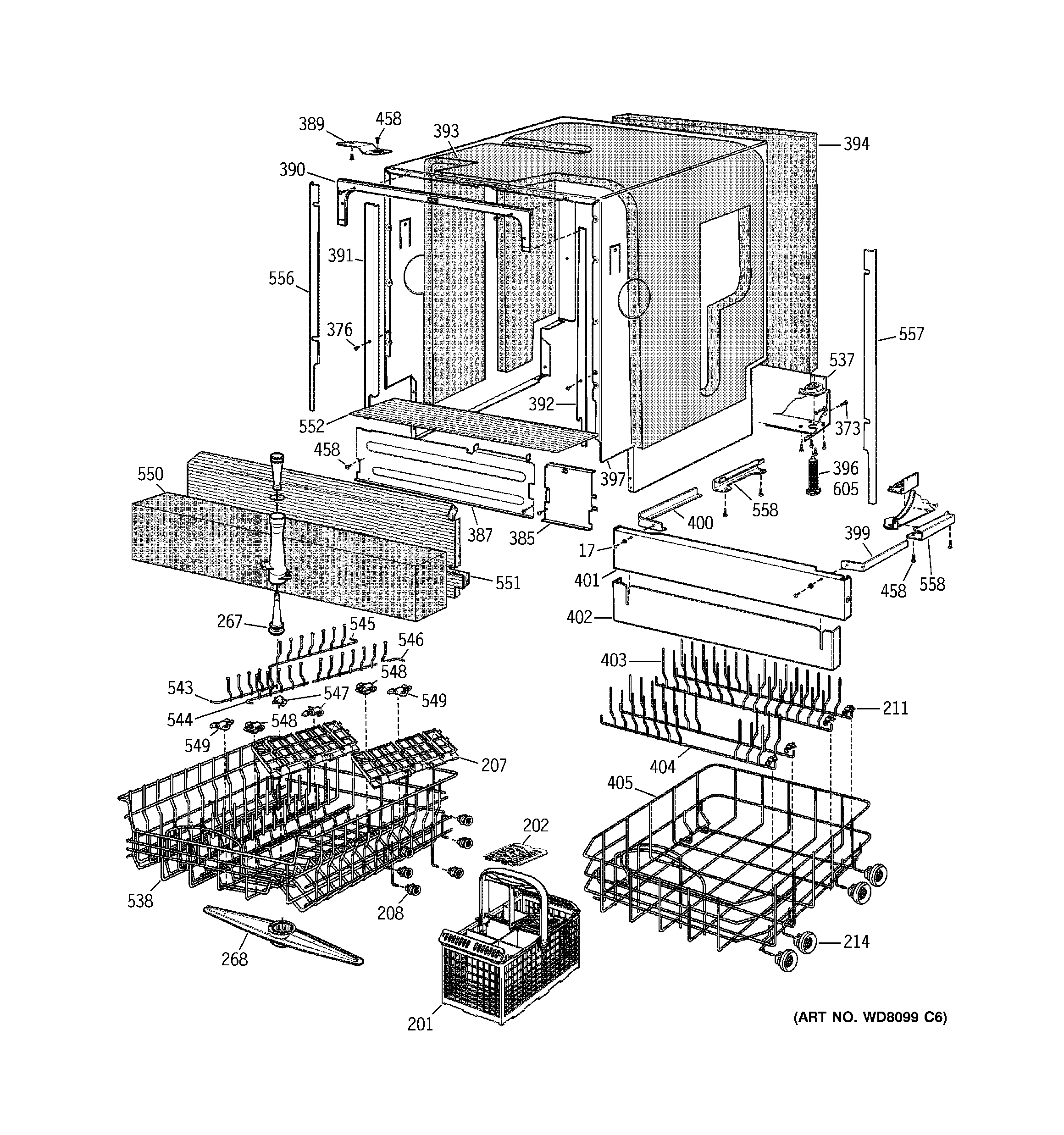 GE ZBD7100G04SS basket & wrap assembly diagram