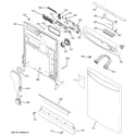GE PDW7900N10BB escutcheon & door assembly diagram