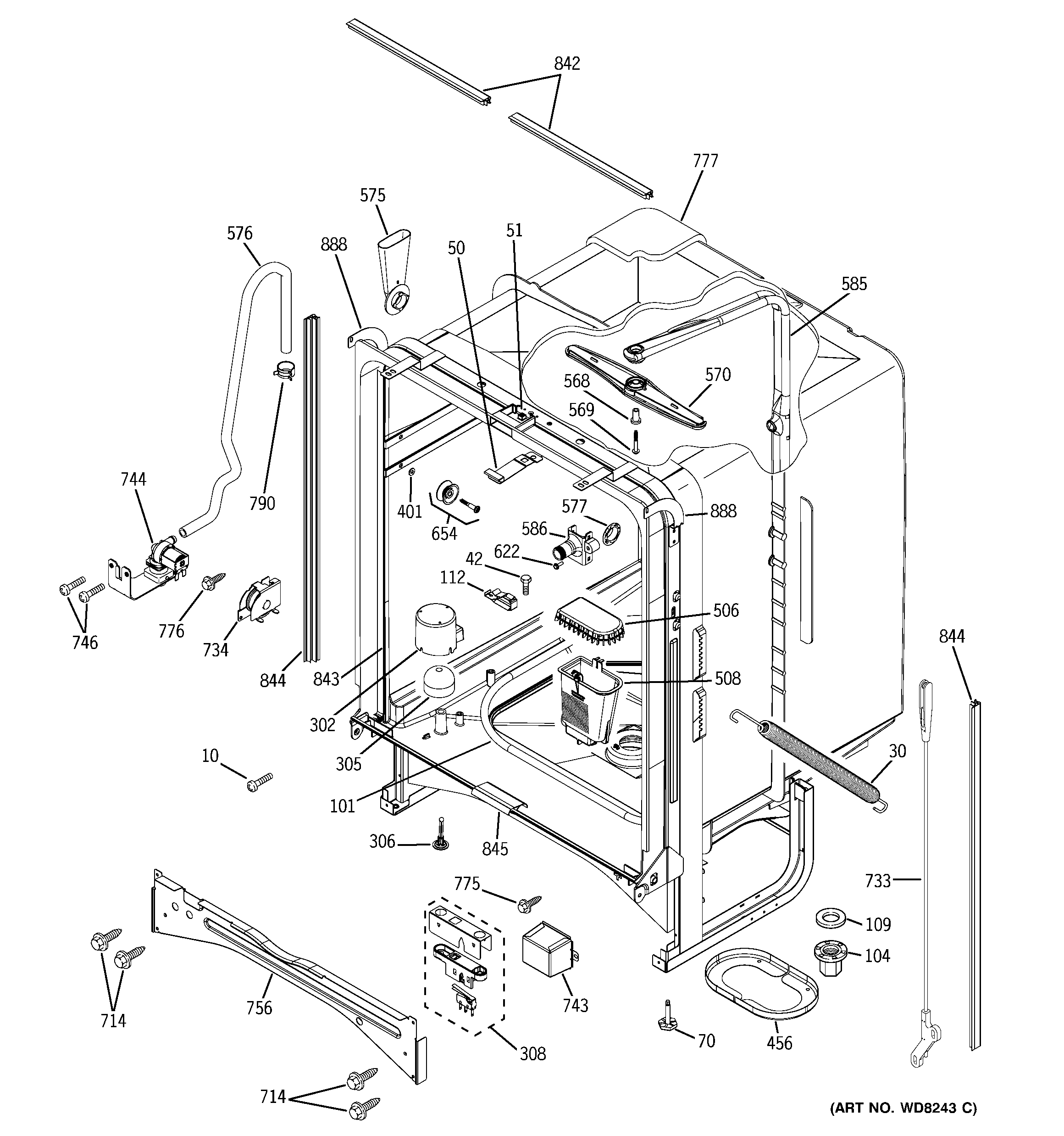 GE PDW7900N10WW body parts diagram