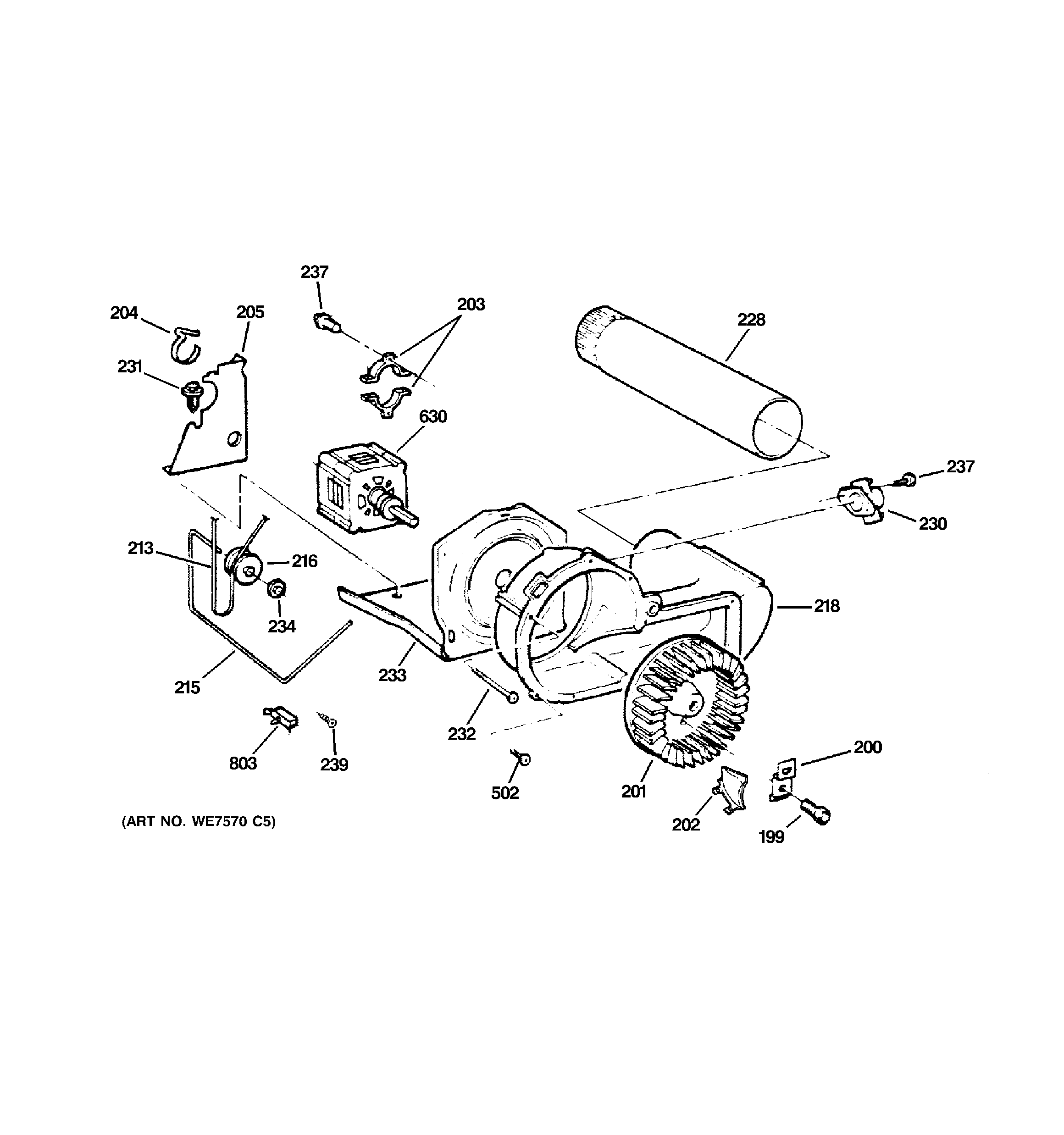 GE DMCD330EH0WC blower & drive assembly diagram