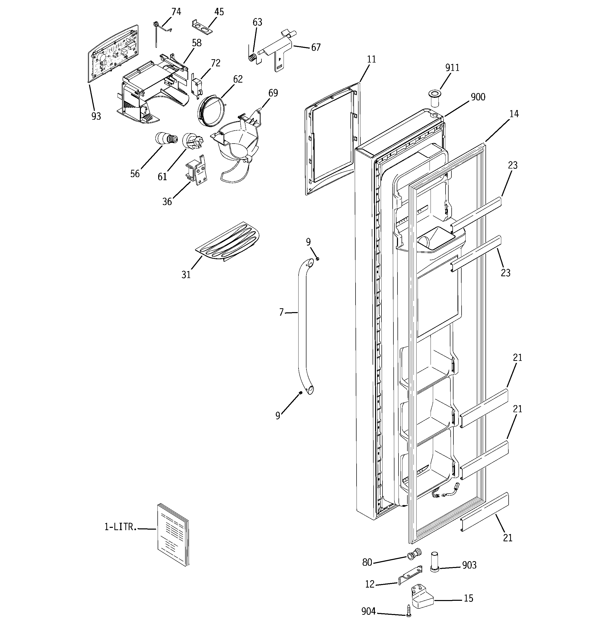 GE GSS23WSWASS freezer door diagram