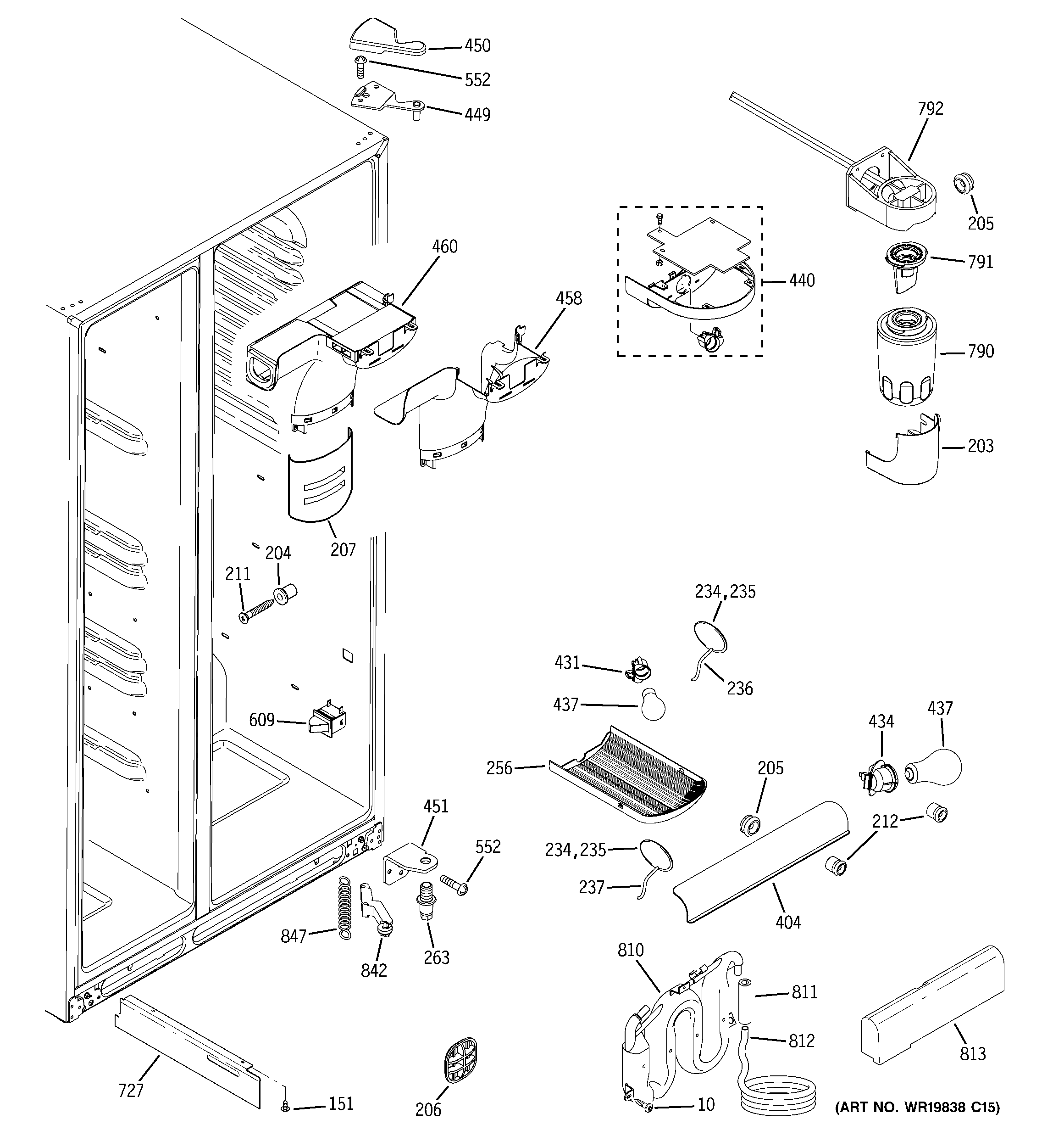 GE GSS23WSWASS fresh food section diagram