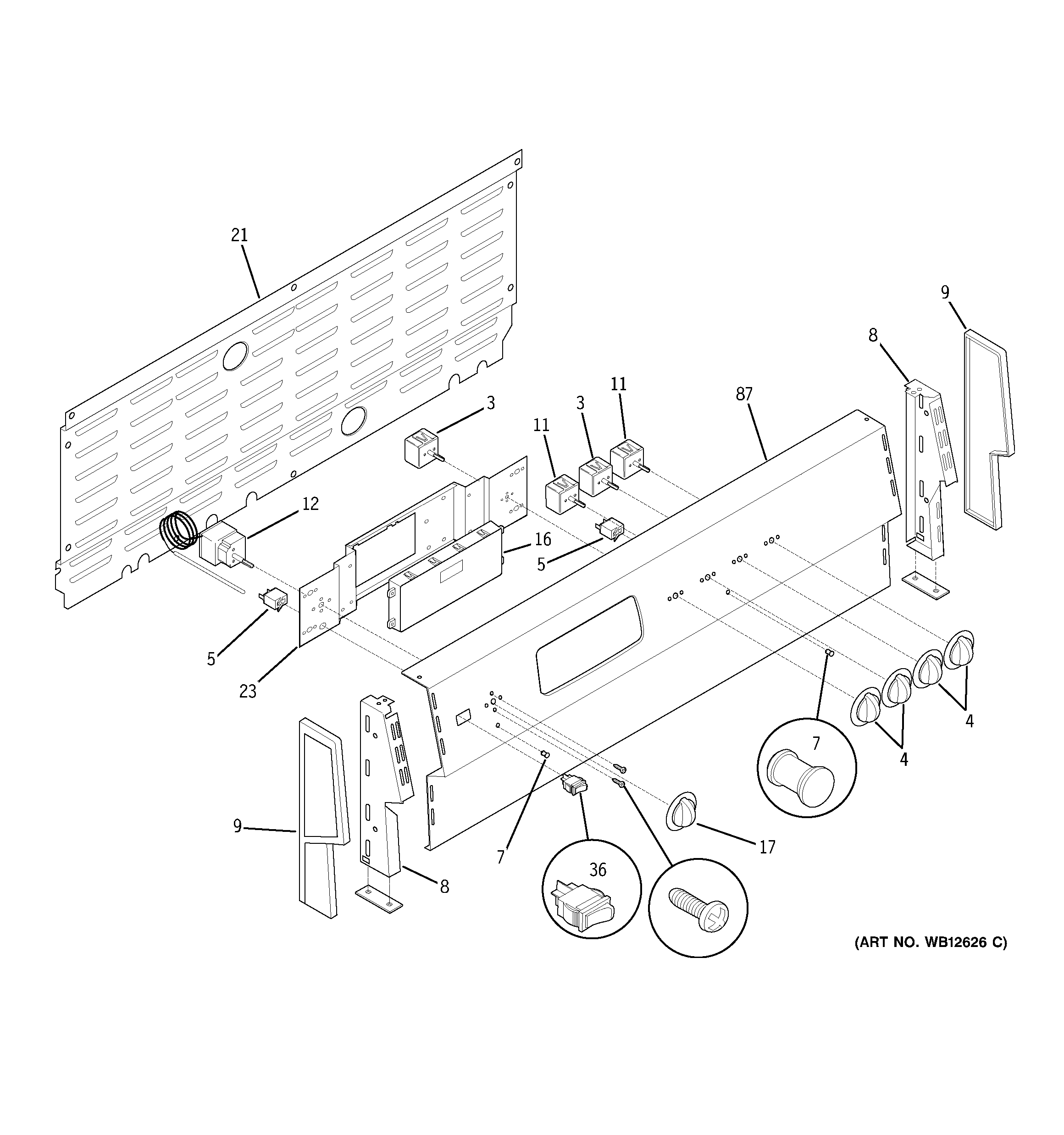 GE JCP67F4WW control panel diagram