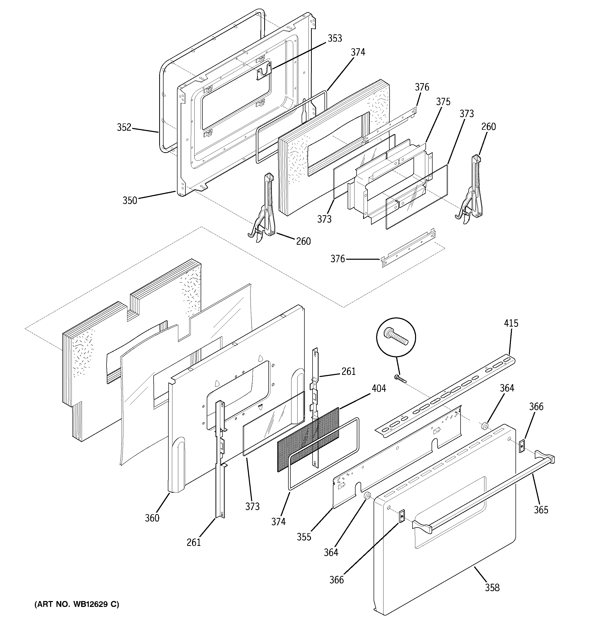 GE JCP67F4WW door diagram