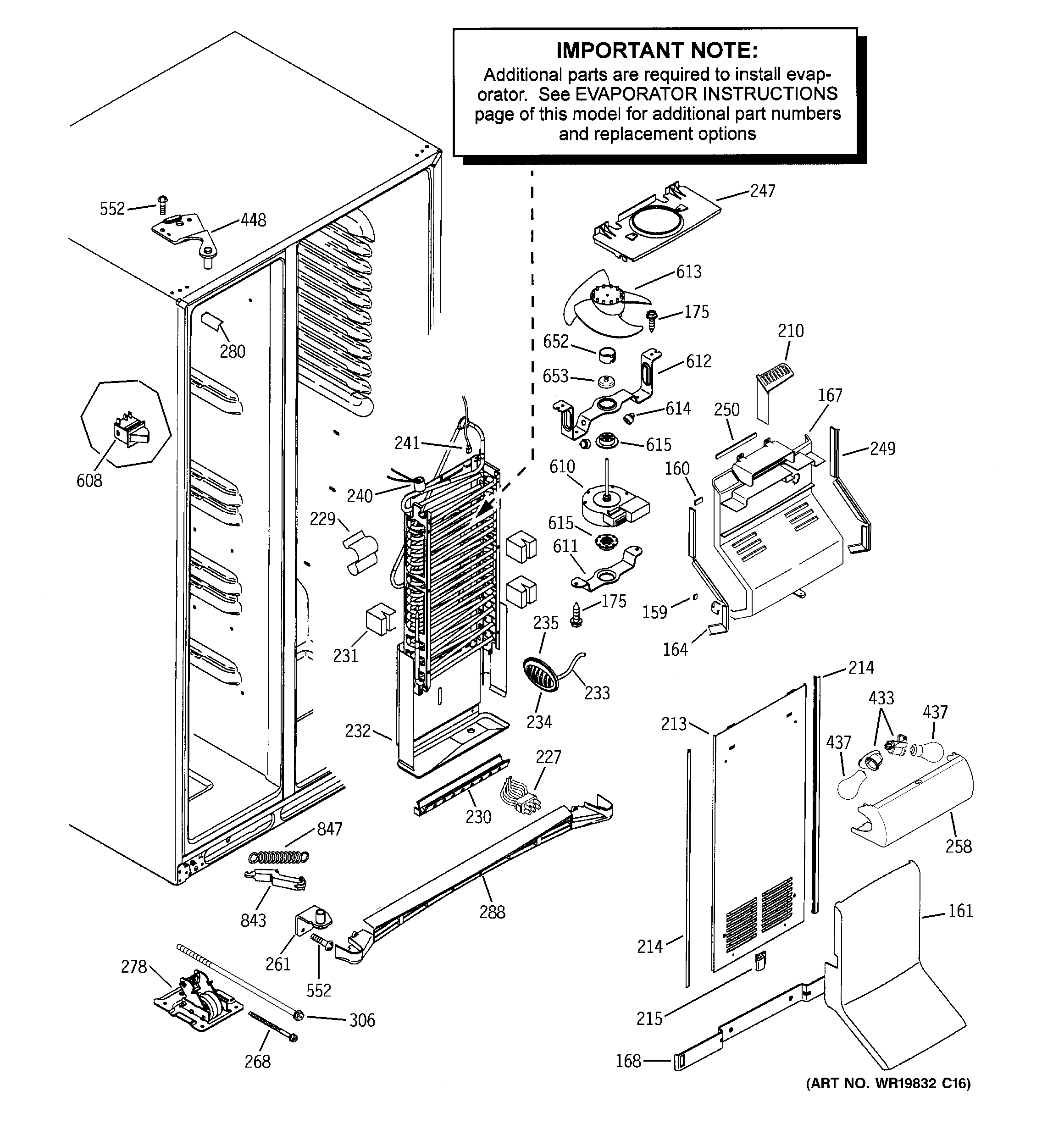 GE PSW23RSWASS freezer section diagram